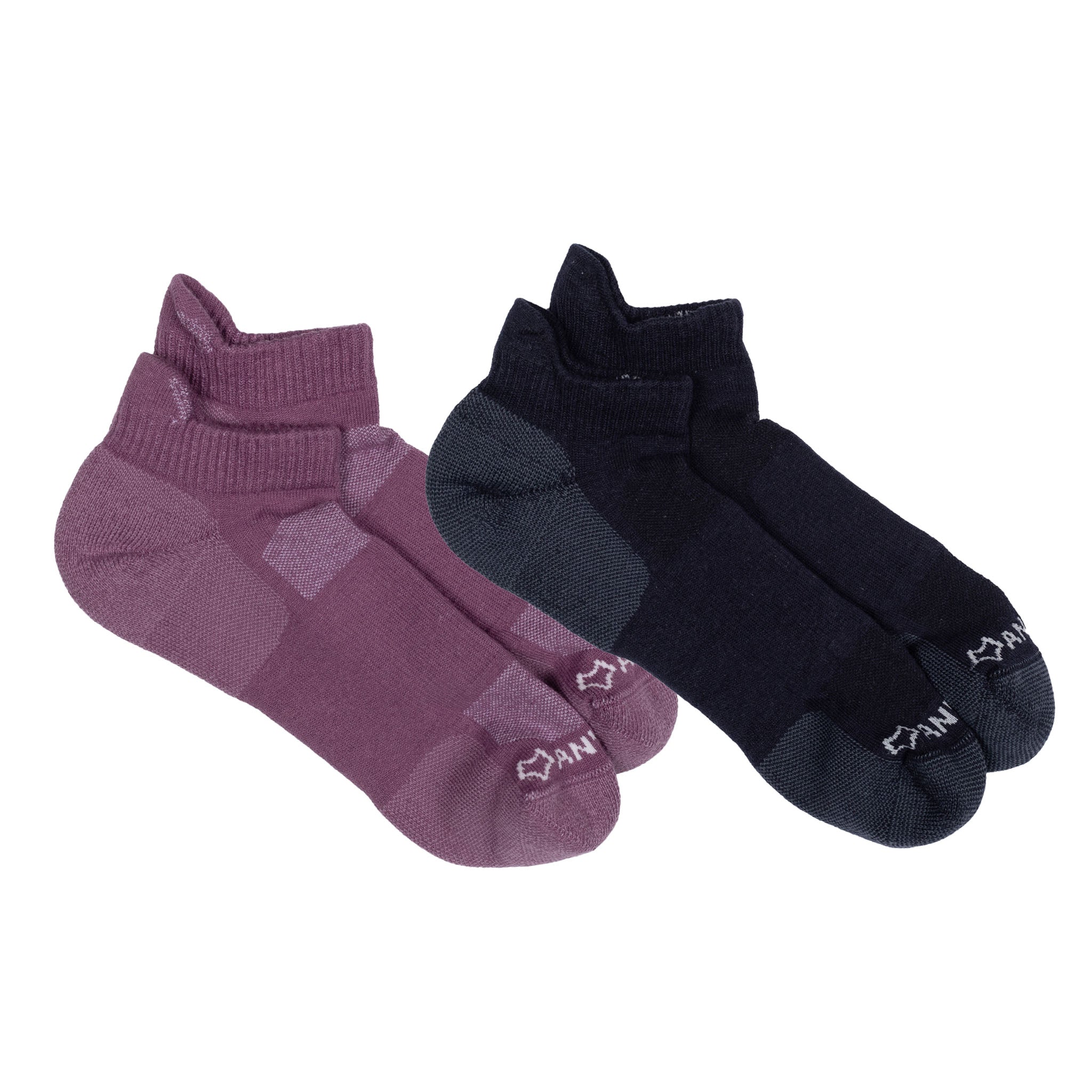 Anywear Essential Lightweight Ankle Sock - 2 Pack Plum/Navy S/M - Fox River