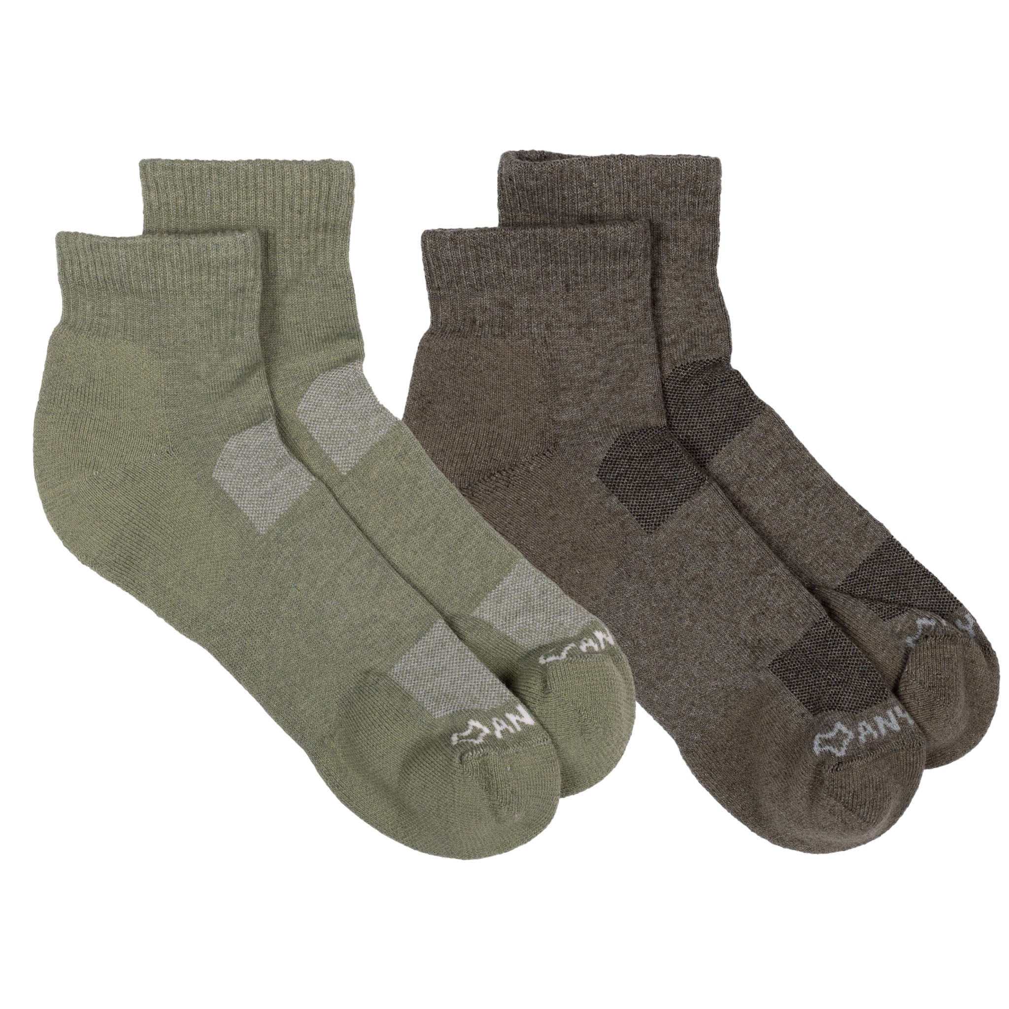 Anywear Essential Lightweight Quarter Crew Sock - 2 Pack Field/Iron S/M - Fox River