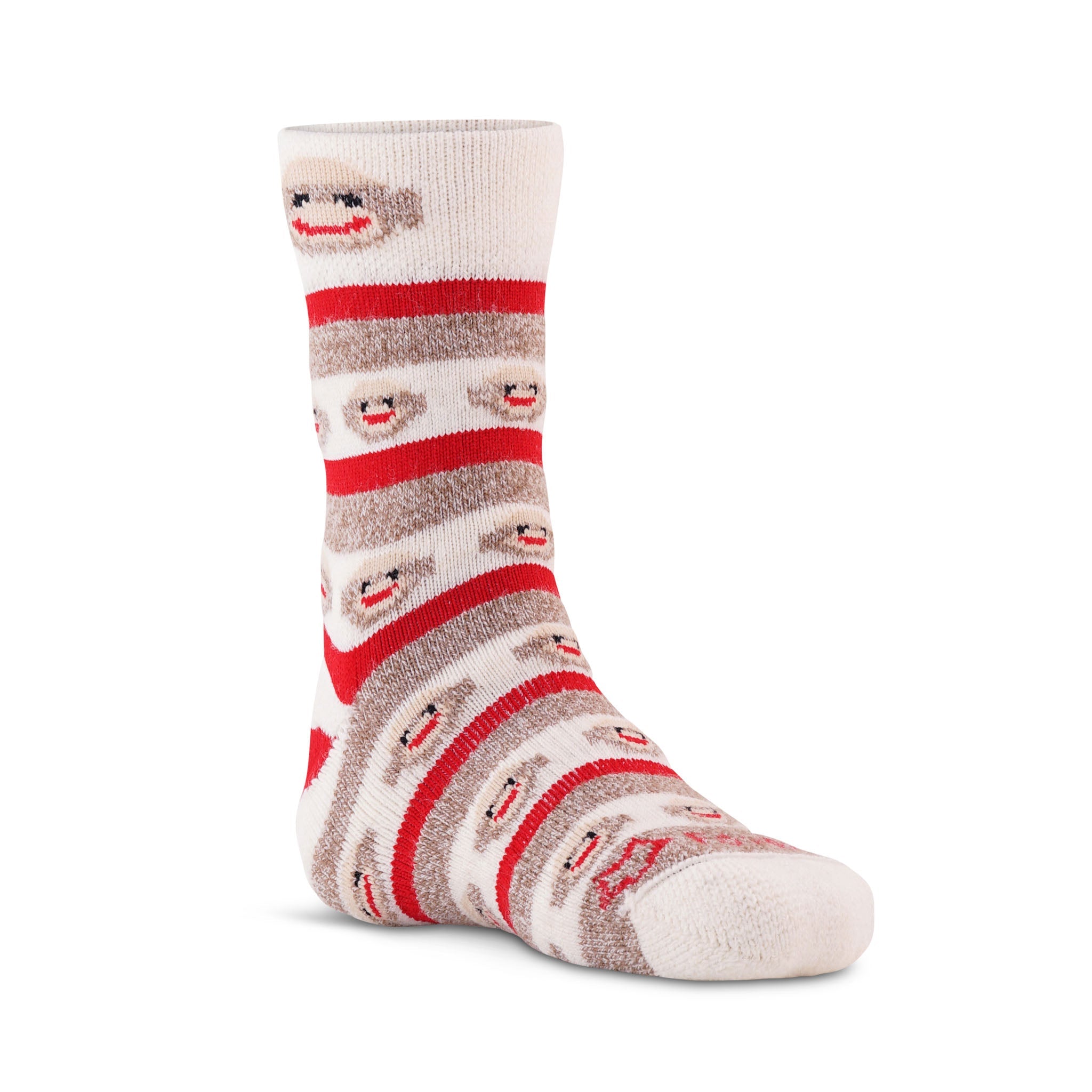 Kid's Monkey Stripe Lightweight Crew Sock Brown Heather Kids' Small - Fox River