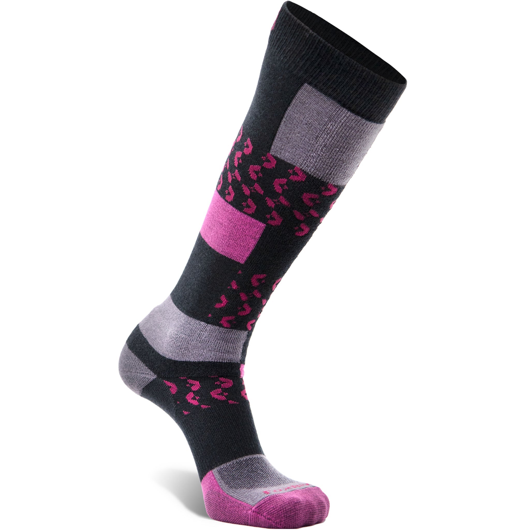 Women's Peakheat Liftie Lightweight Over-the-Calf Ski and Snowboard Sock Black/Violet Medium - Fox River