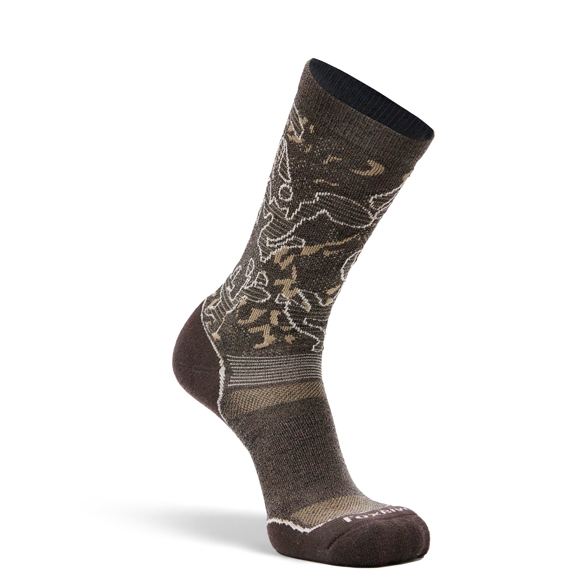 Hanging Rock Medium Weight Crew Hiking Sock Brown Heather Medium - Fox River