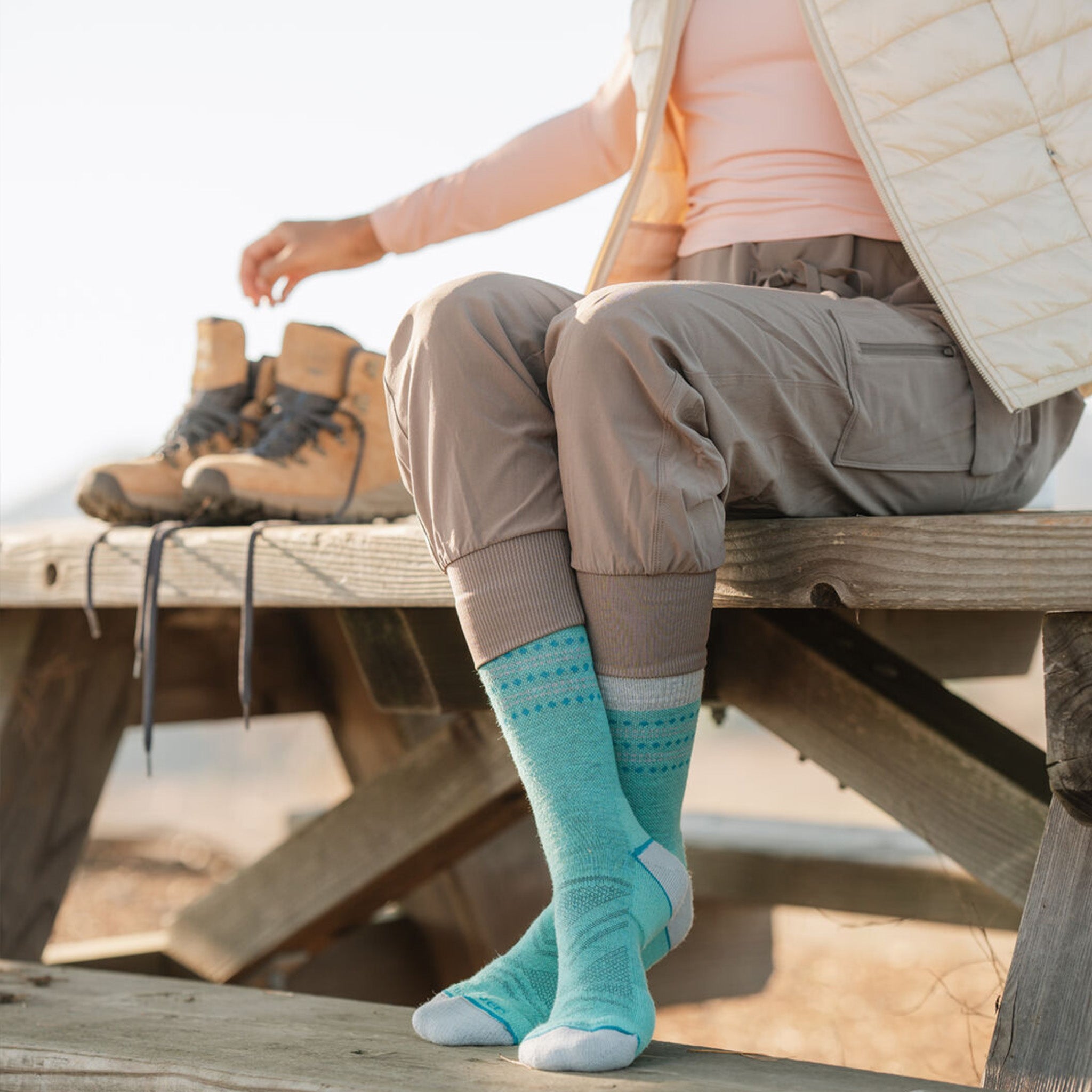 Hike Long Trail Lightweight Crew Teal Medium - Fox River