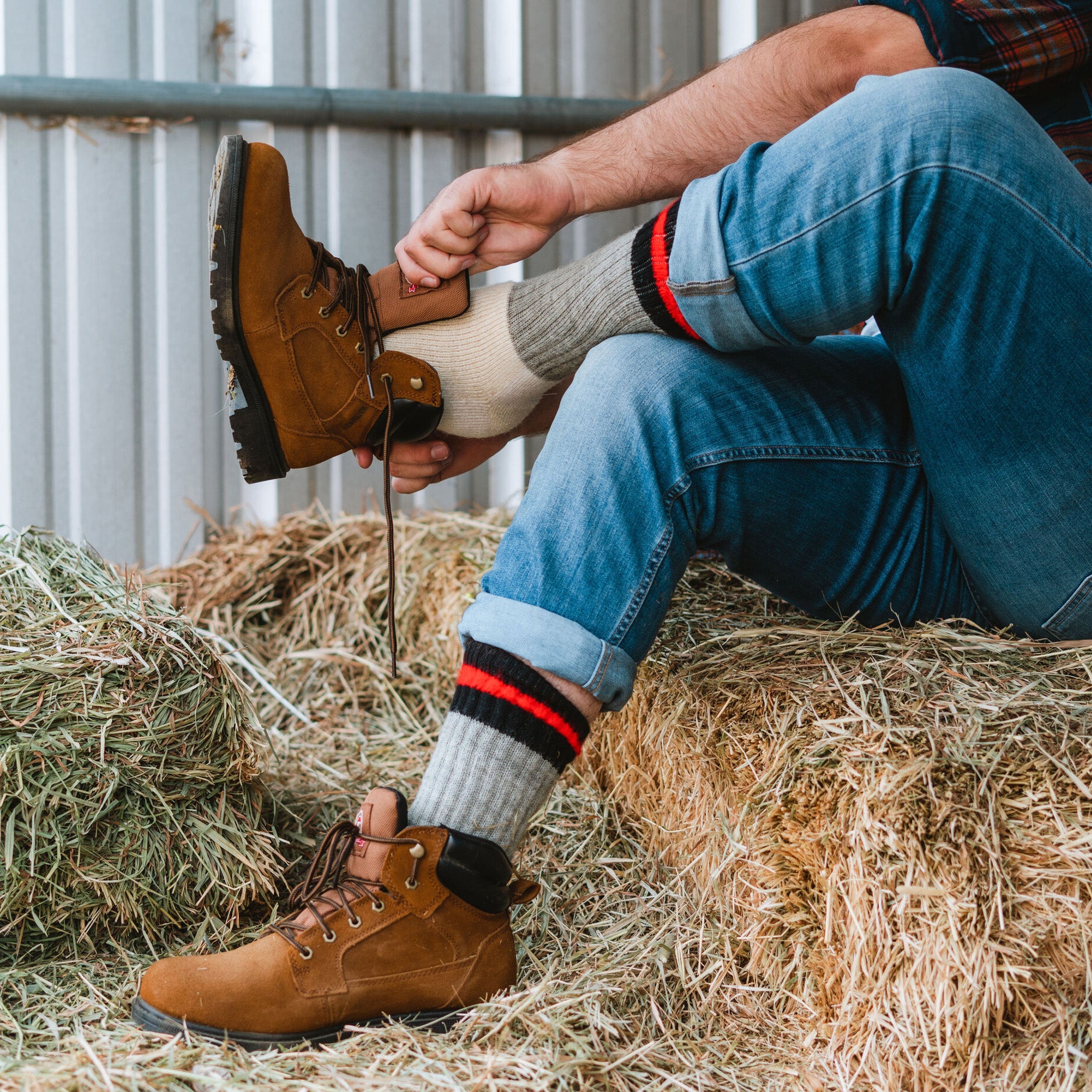 Men's Outdoorsox Extra-Heavyweight Mid-Calf Boot & Field Sock Grey/Black Medium - Fox River