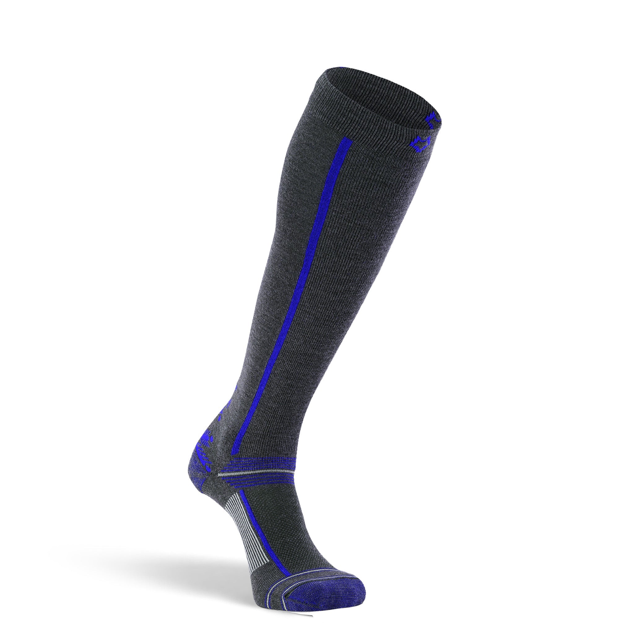 Men's Zermatt Lightweight Over-the-Calf Ski and Snowboard Sock Grey/Blue Medium - Fox River