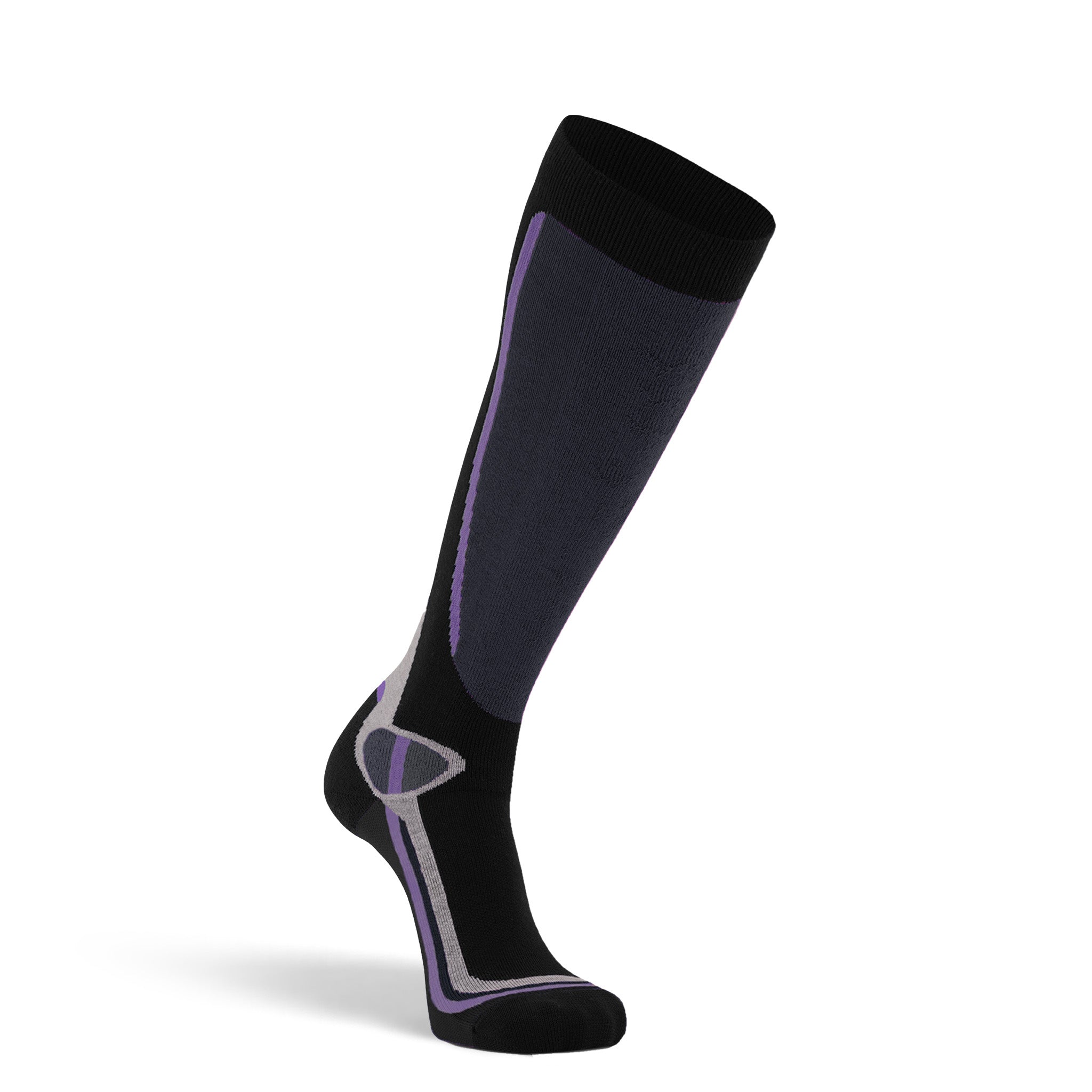 Women's Taos Lightweight Over-the-Calf Ski and Snowboard Sock Black/Grey Medium - Fox River