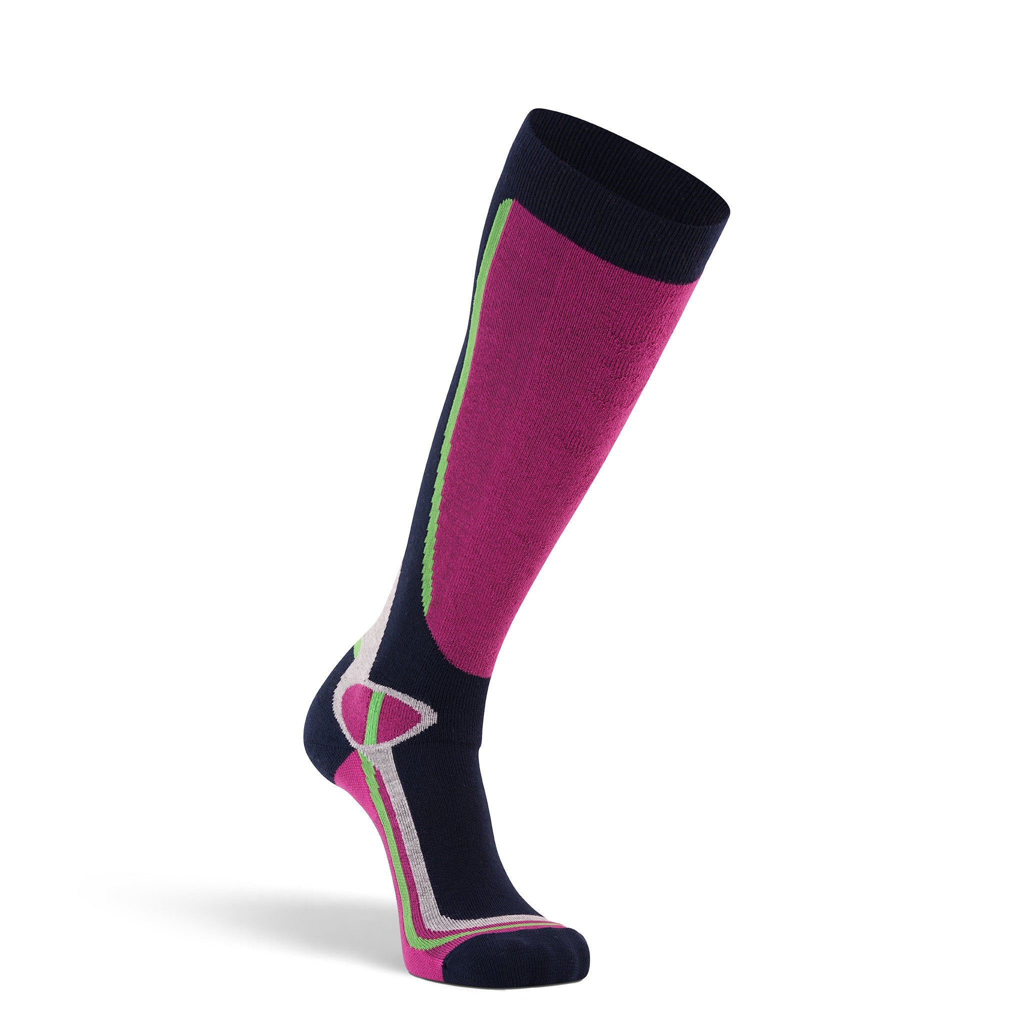 Women's Taos Lightweight Over-the-Calf Ski and Snowboard Sock Light Grey/Navy Small - Fox River