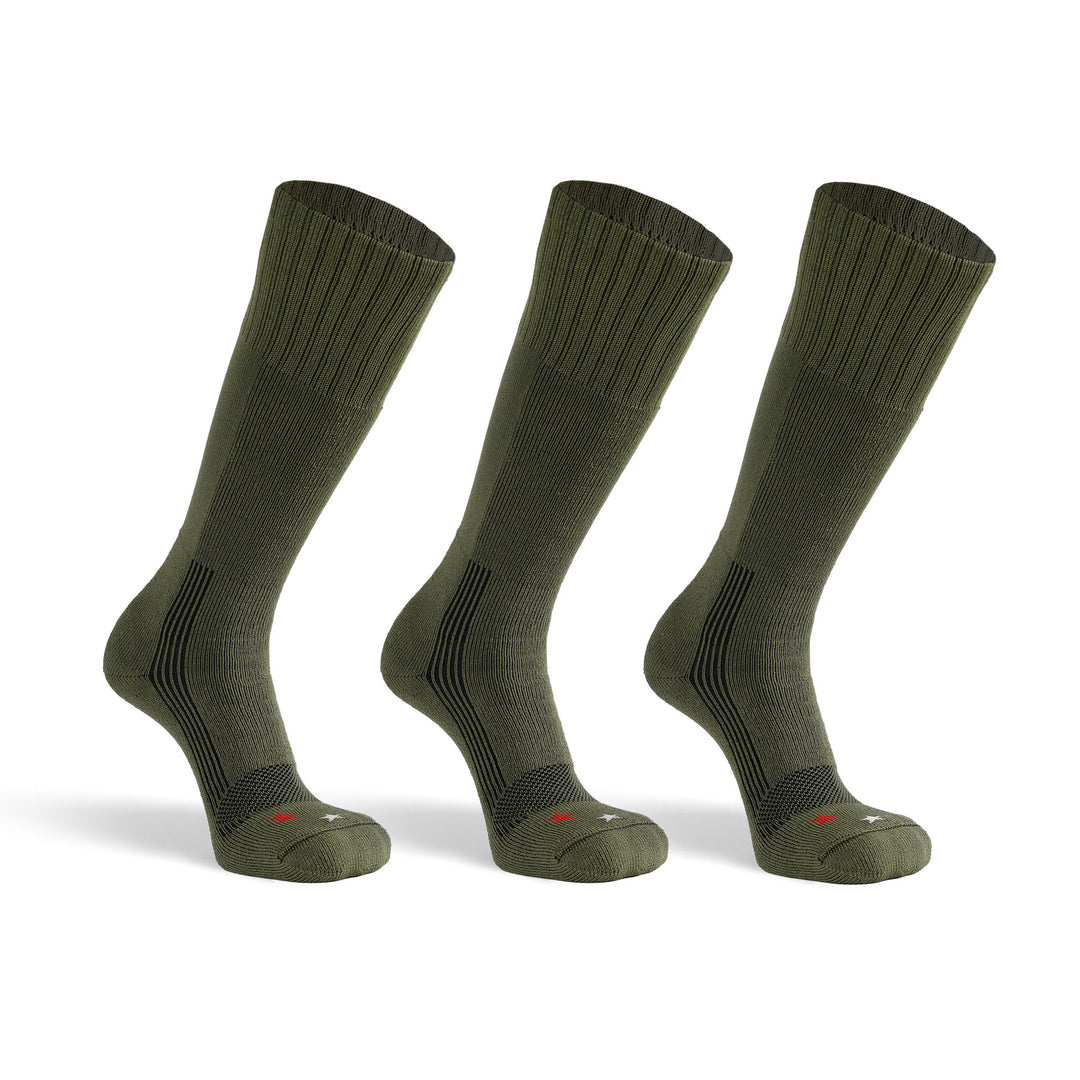 Wick Dry Maximum Americana Medium Weight Mid-Calf Boot Military Sock Bundle - 3 Pairs