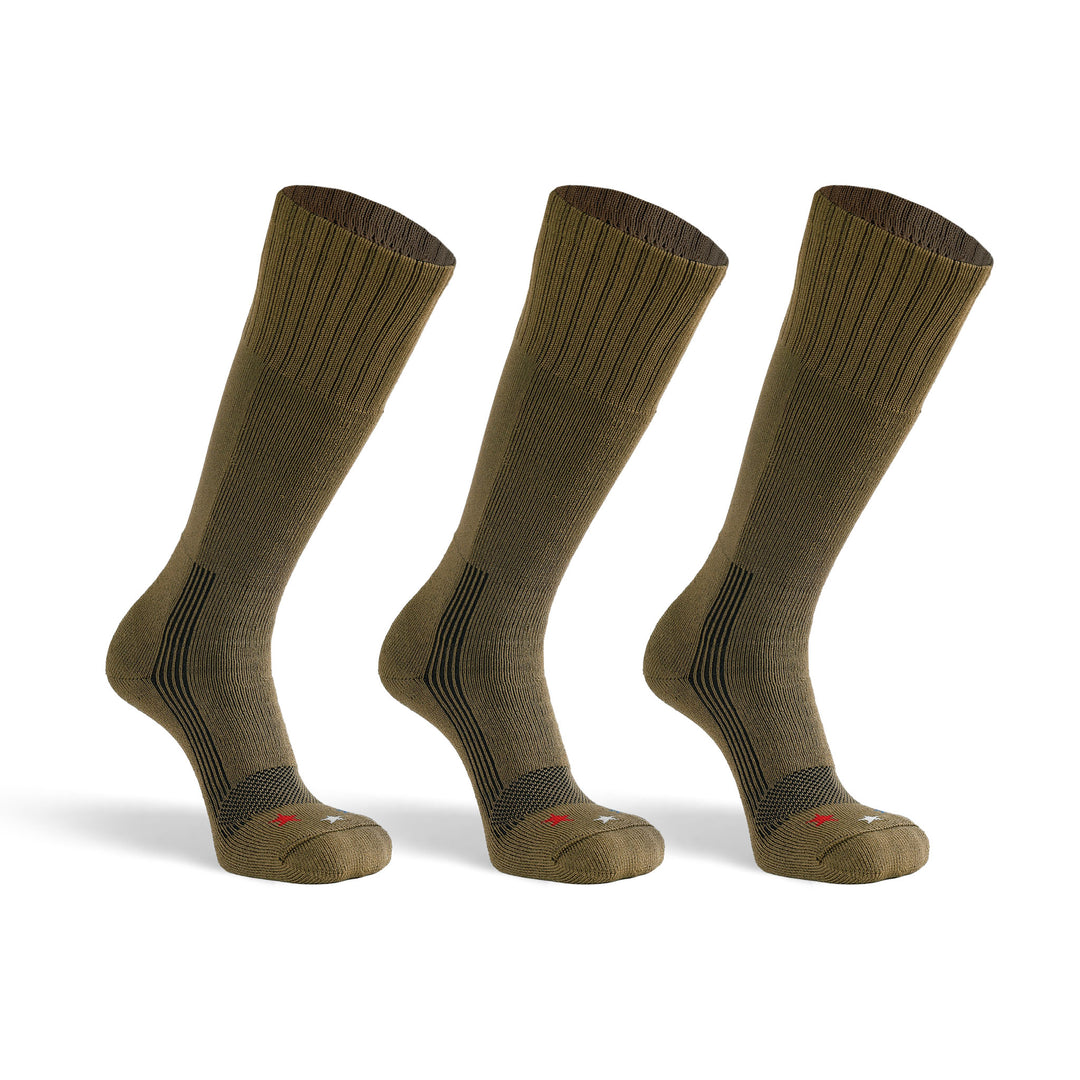 Wick Dry Maximum Americana Medium Weight Mid-Calf Boot Military Sock Bundle - 3 Pairs