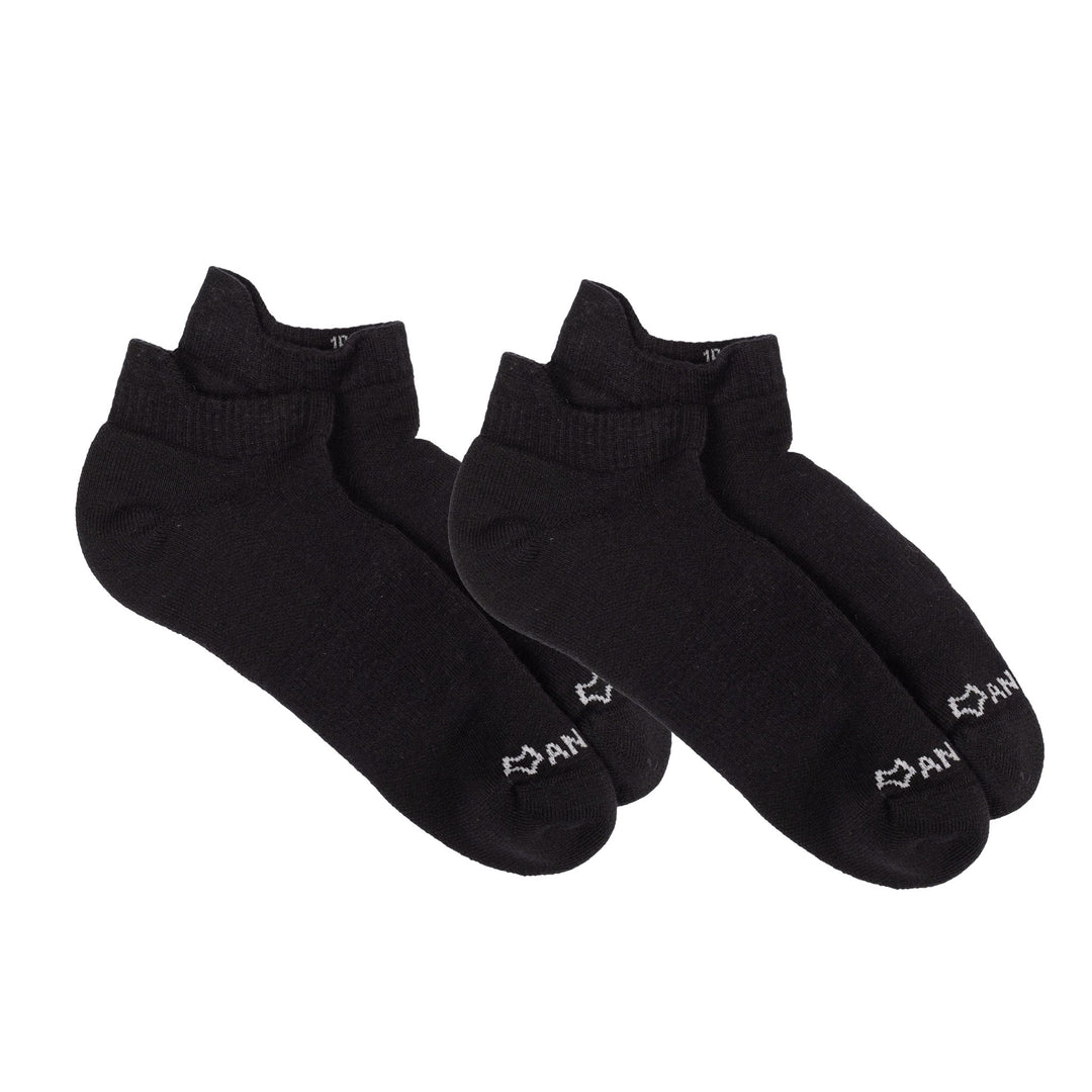 Anywear Essential Lightweight Ankle Sock - 2 Pack Black/Black S/M - Fox River