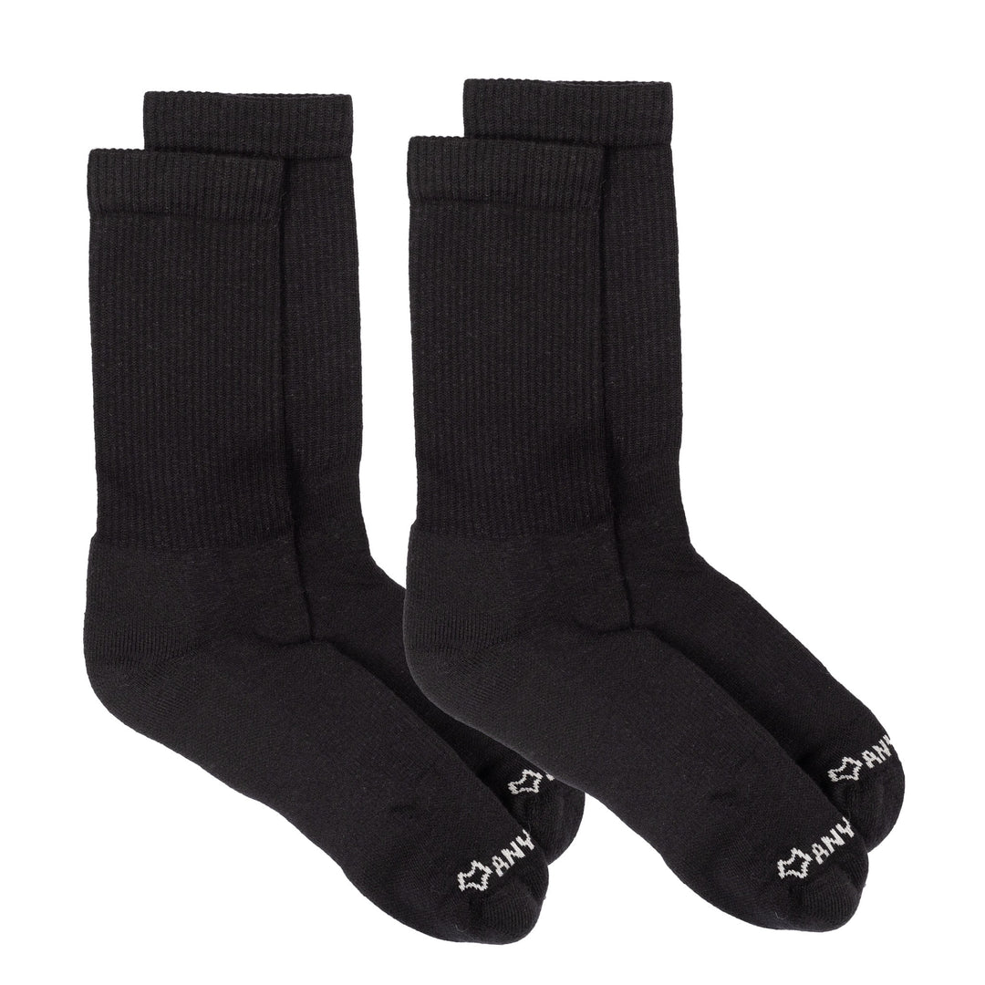 Anywear Essential Lightweight Crew Sock - 2 Pack Black/Black L/XL - Fox River
