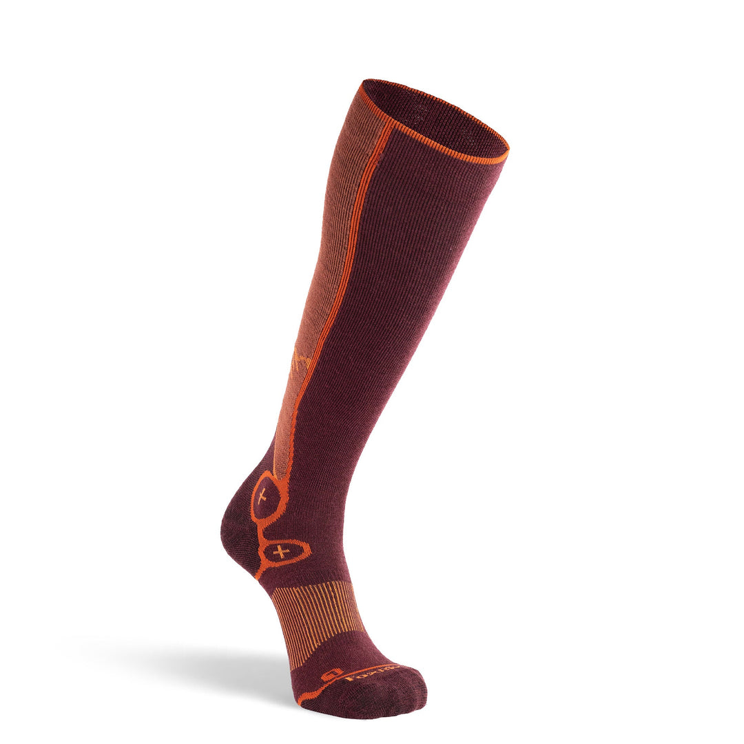 Breckenridge Ultra - Lightweight Over - the - Calf Ski and Snowboard Sock Maroon Medium - Fox River