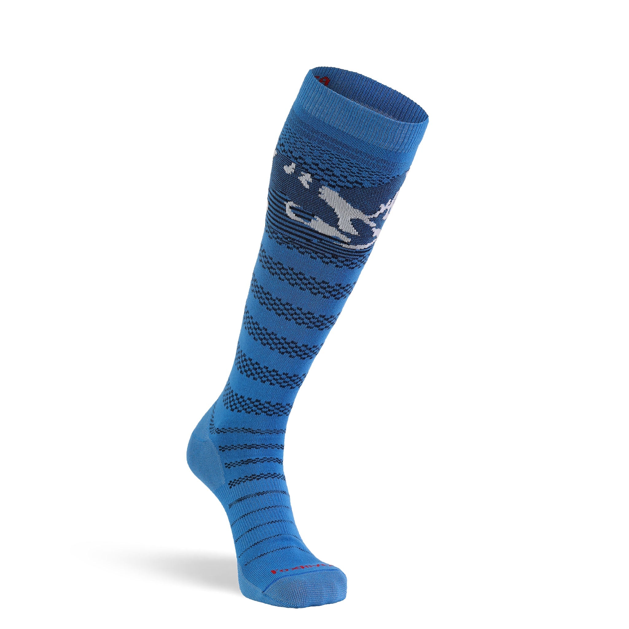 Chatter Ultra - Lightweight Over - the - Calf Ski and Snowboard Sock Electric Blue/Navy Medium - Fox River