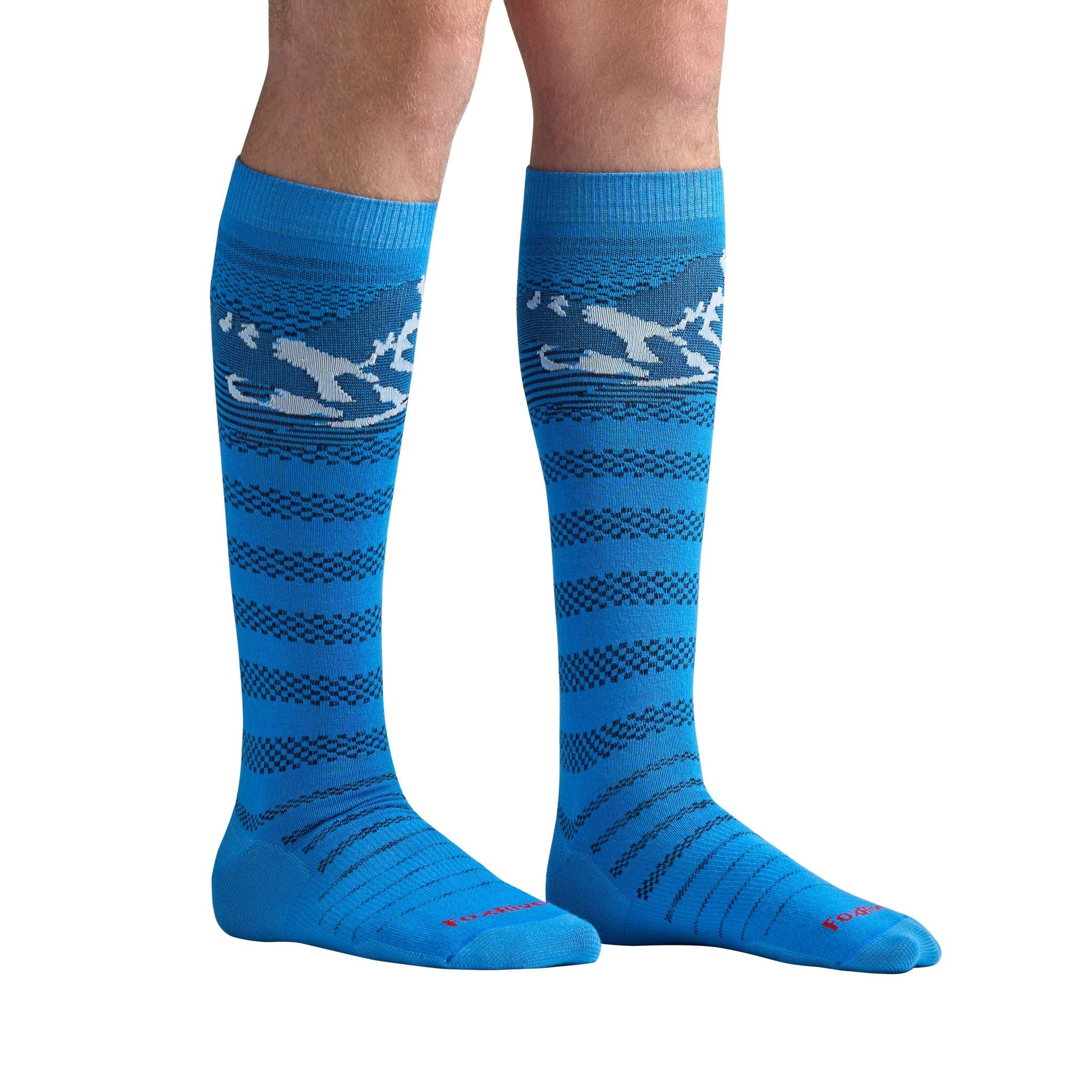 Chatter Ultra - Lightweight Over - the - Calf Ski and Snowboard Sock Electric Blue/Navy Medium - Fox River