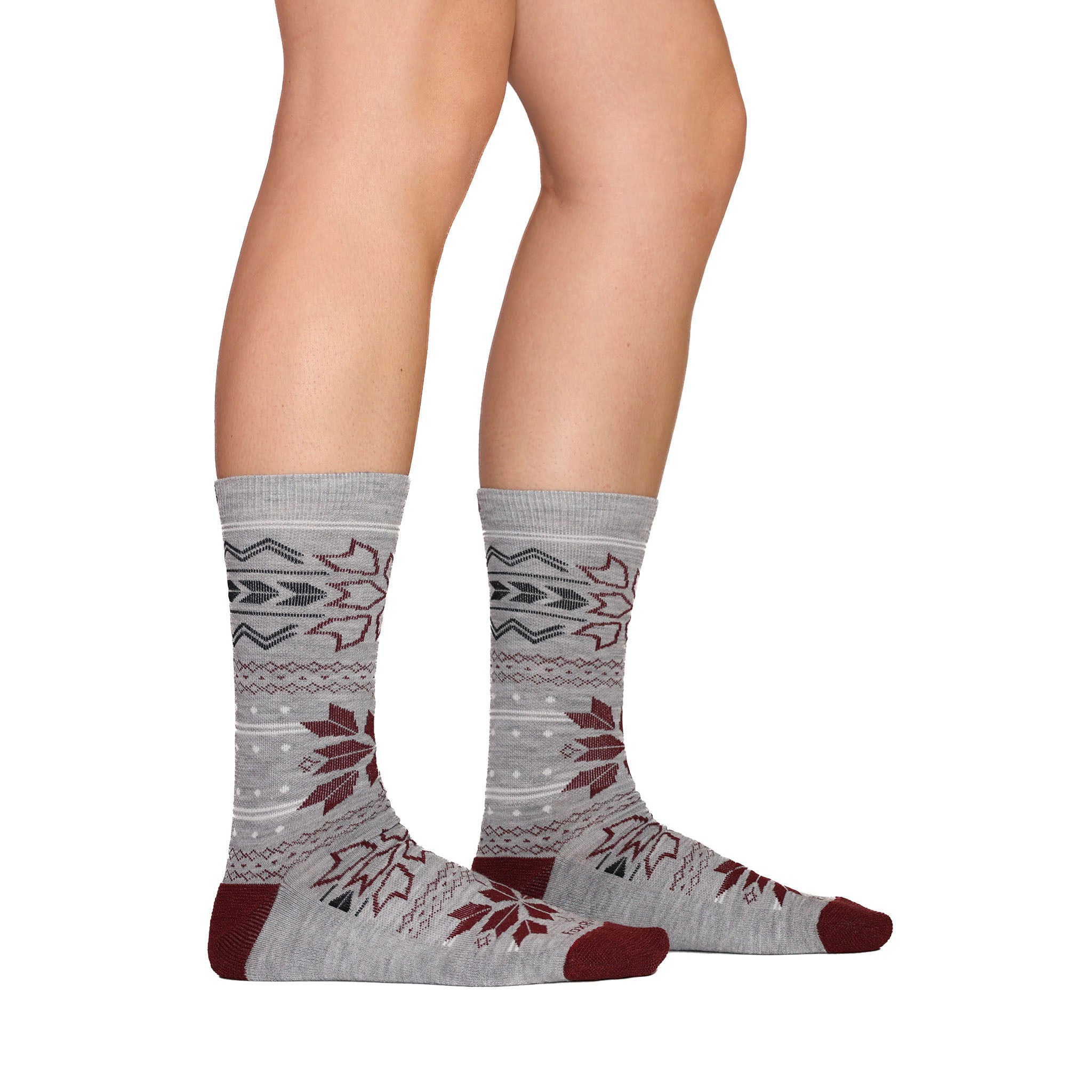 Fair Isle Medium Weight Crew Hiking Sock Grey Small - Fox River