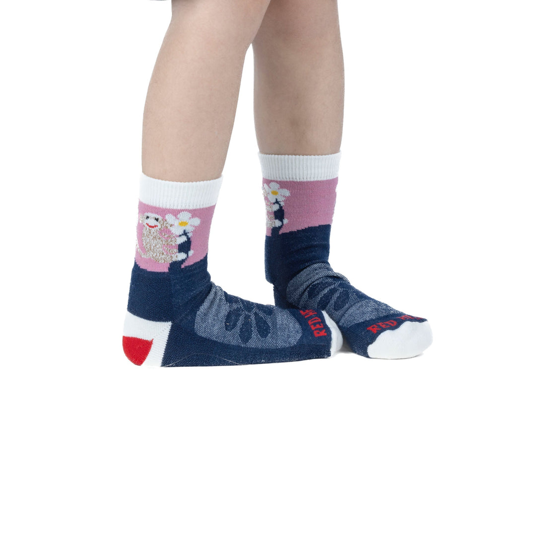 Kid's Flower Monkey Lightweight Crew Everyday Sock - 2 Pack Navy Kids' X - Small - Fox River