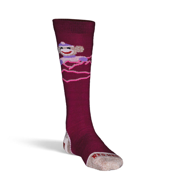 Kid's Monkey Ski, Monkey Do Lightweight Over-the-Calf Ski and Snowboard Sock Iron Kids' Small - Fox River