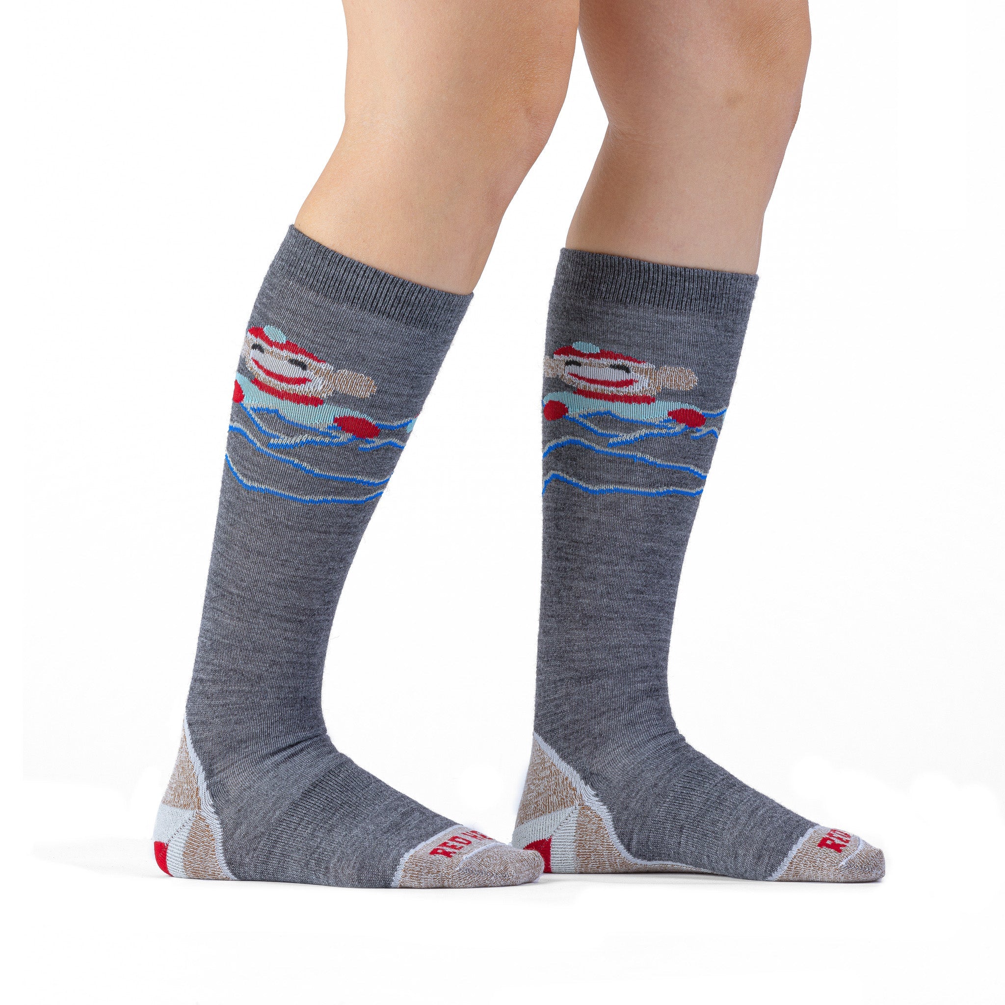 Kid's Monkey Ski, Monkey Do Lightweight Over-the-Calf Ski and Snowboard Sock Iron Kids' Small - Fox River