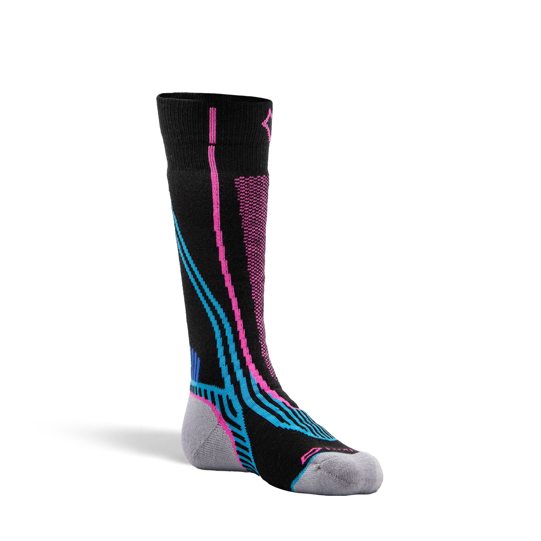 Kid's Snowpass Medium Weight Over - the - Calf Ski and Snowboard Sock Black/Pink Kids' X - Small - Fox River