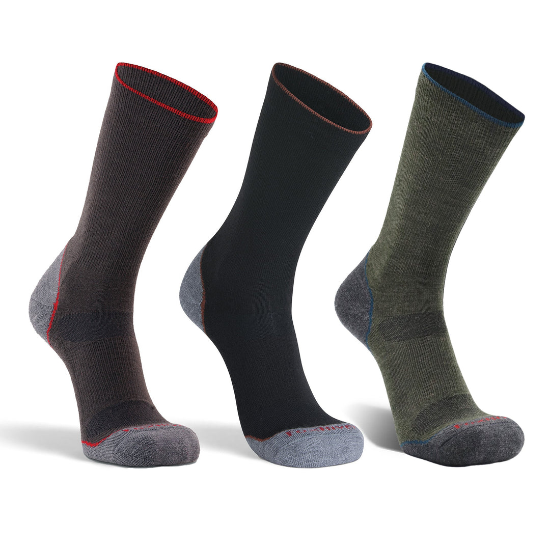 Men's Basecamp 2.0 Lightweight Crew Hiking Sock Bundle - 3 Pack Medium Multi - Fox River