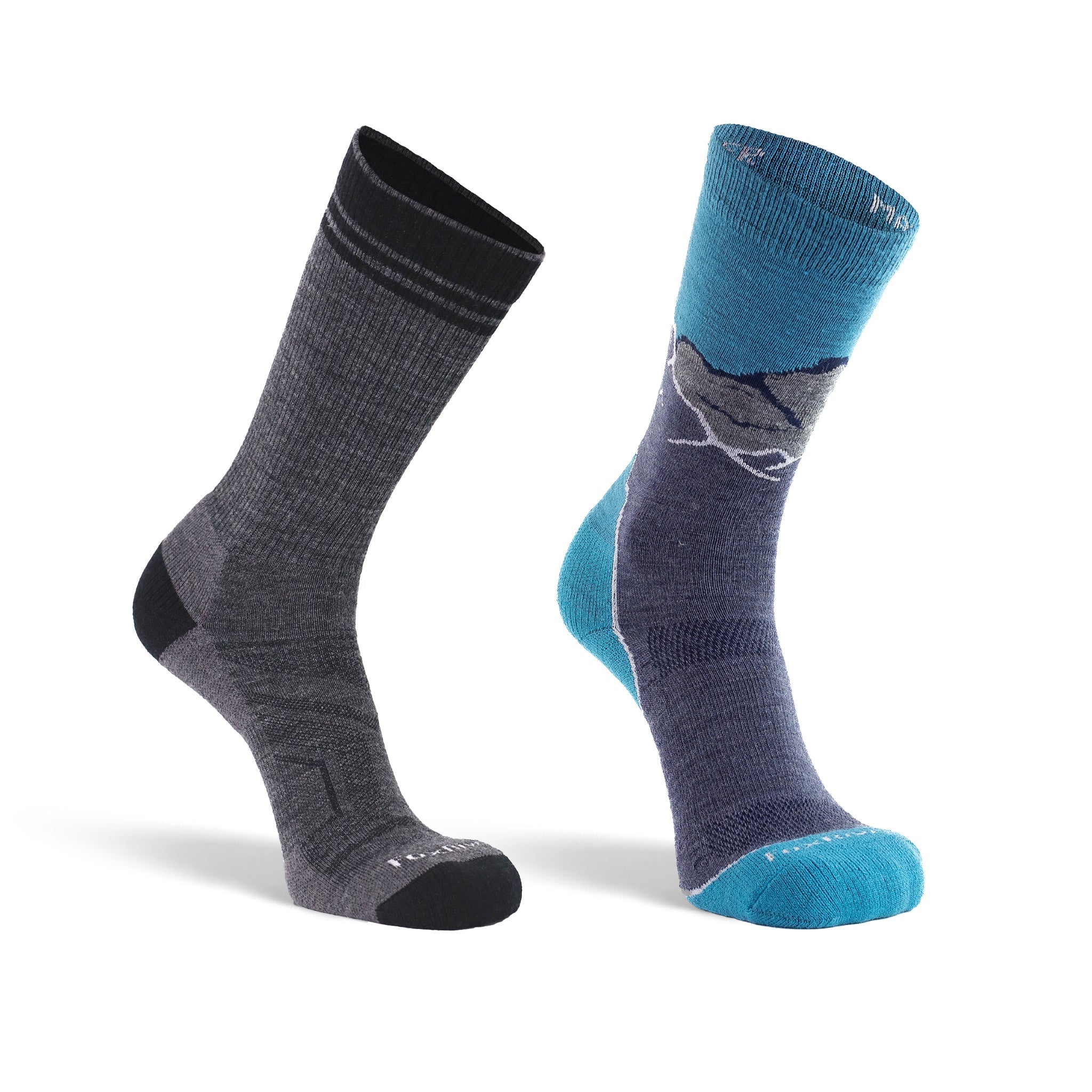 Men's Merino Wool Lightweight Crew Hiking Sock Bundle - 2 Pack Medium Multi - Fox River