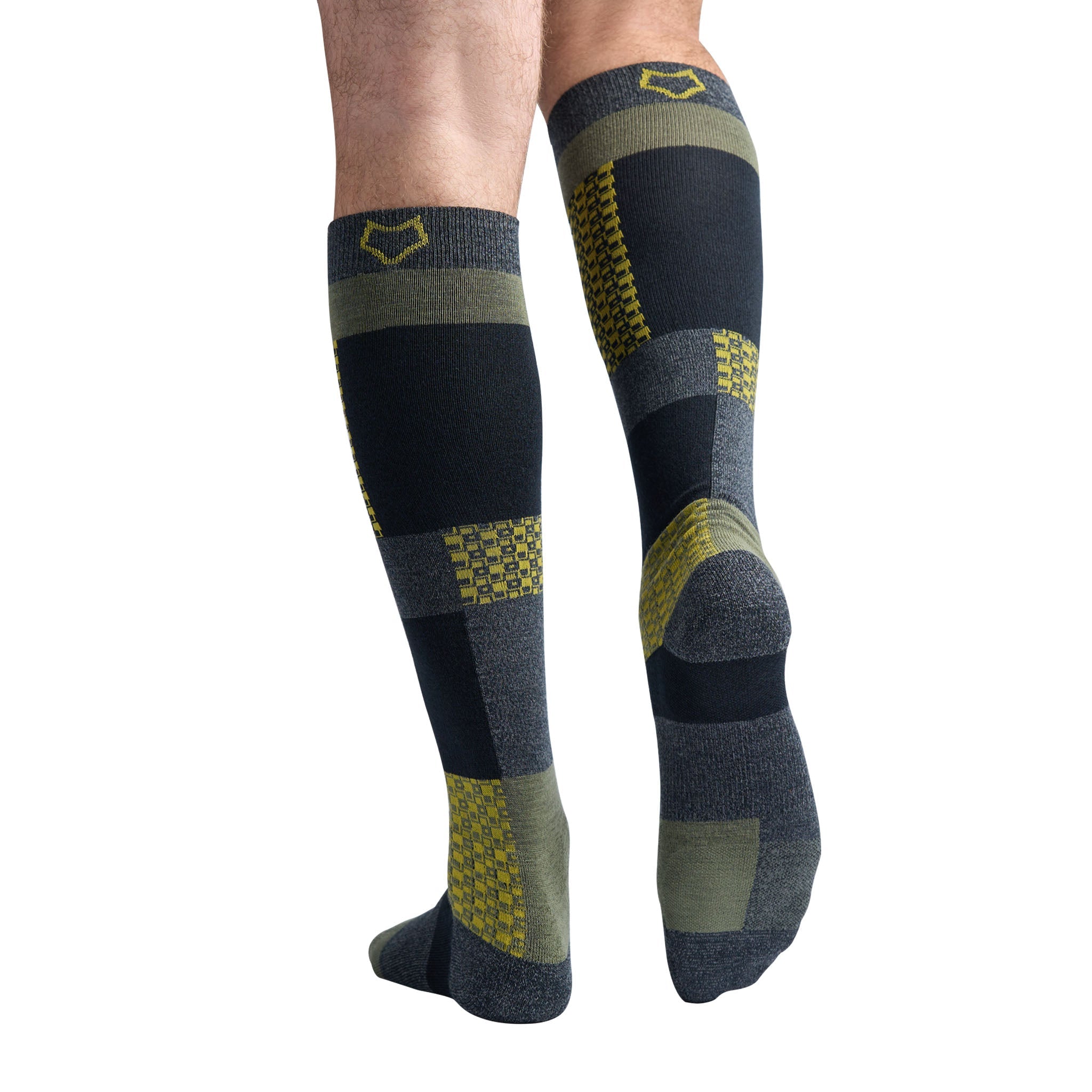 Men's Peakheat Park Rat Lightweight Over - the - Calf Ski and Snowboard Sock Black/Grey Medium - Fox River