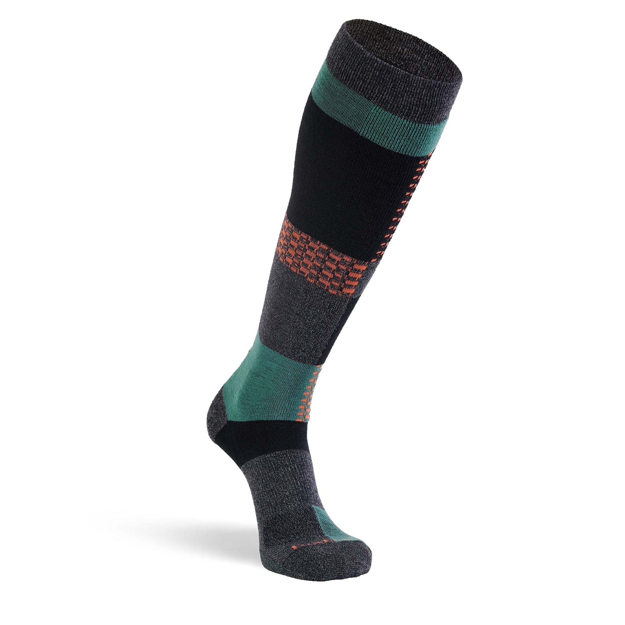 Men's Peakheat Park Rat Lightweight Over - the - Calf Ski and Snowboard Sock Grey/Beach Fire Medium - Fox River