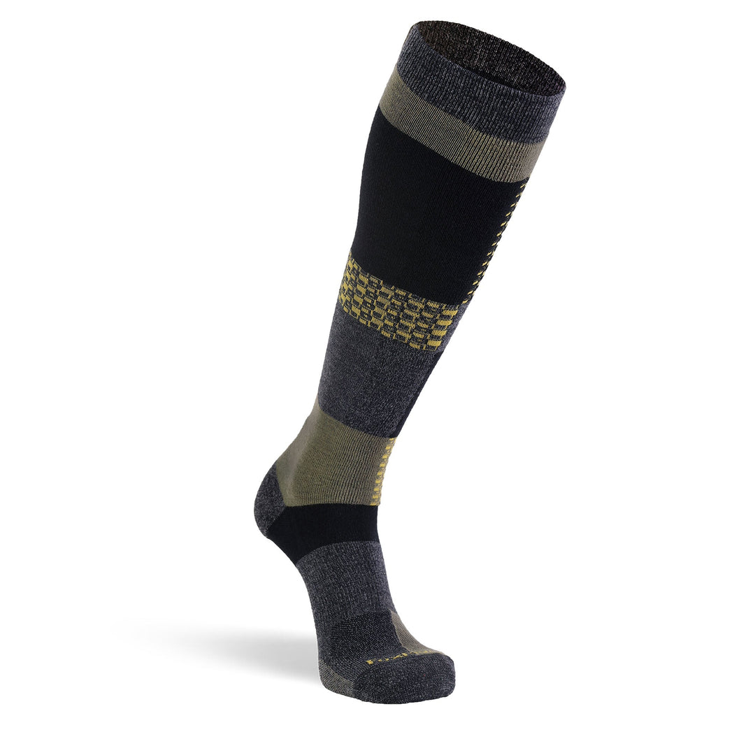 Men's Peakheat Park Rat Lightweight Over - the - Calf Ski and Snowboard Sock Grey/Chartreuse Medium - Fox River