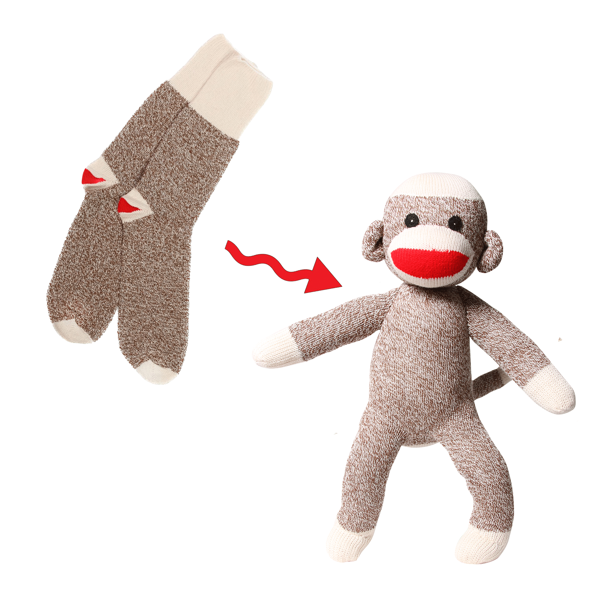 Original Rockford Red Heel Lightweight Crew Crafting Sock - 2 pack Brown Small Monkey - Fox River