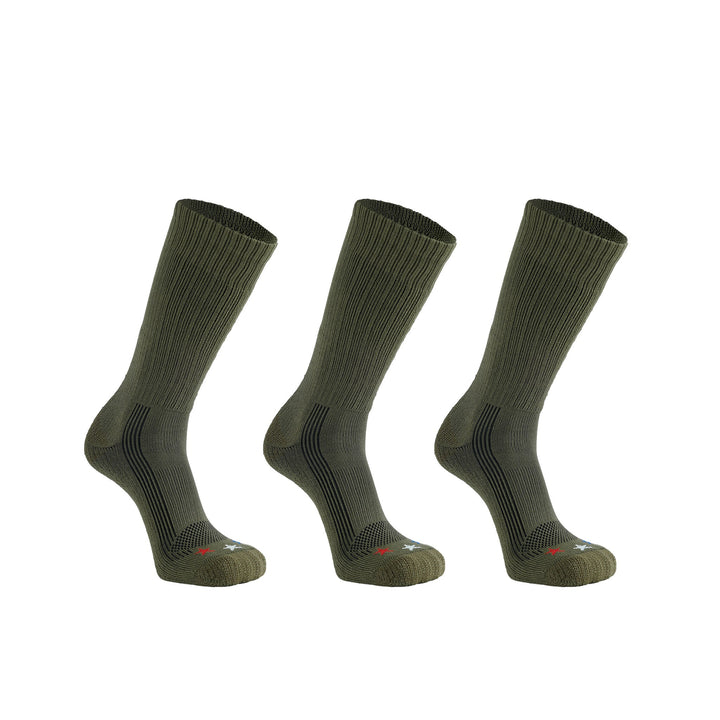 Tactical Americana Lightweight Crew Military Sock Bundle - 3 Pairs Army Green Small - Fox River