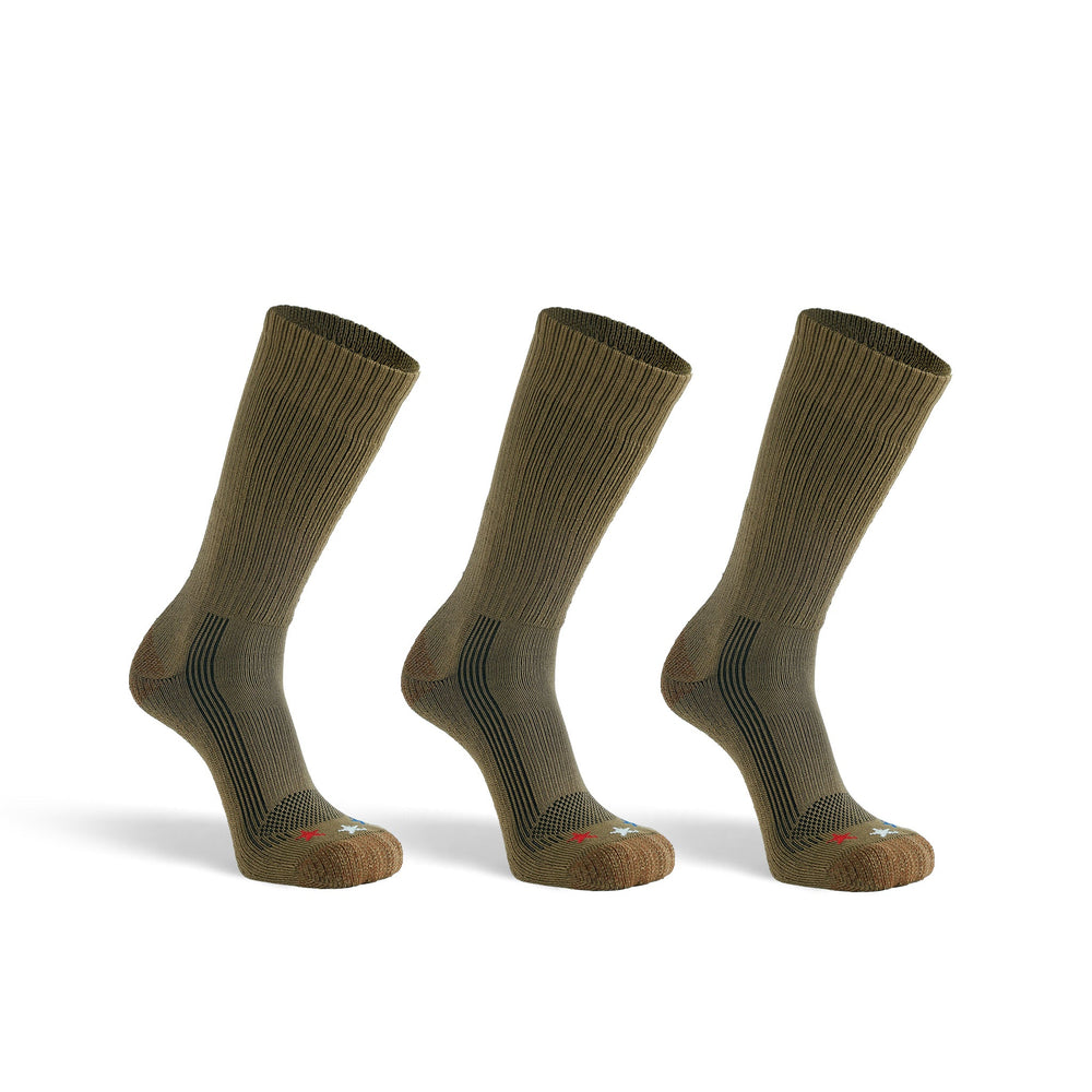 Tactical Americana Lightweight Crew Military Sock Bundle - 3 Pairs Coyote Brown Small - Fox River