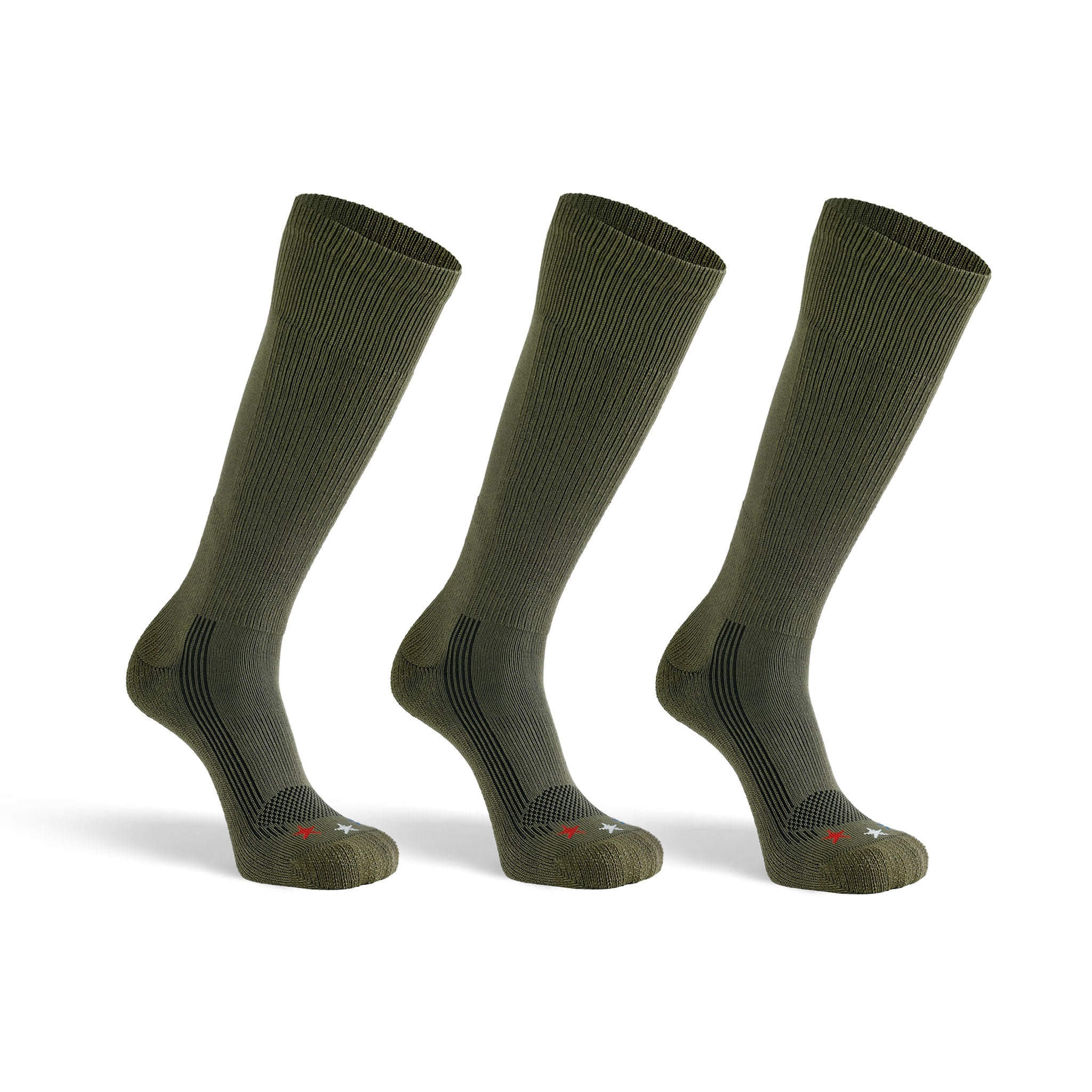 Tactical Boot Americana Lightweight Mid - Calf Military Sock Bundle - 3 Pairs Army Green Small - Fox River