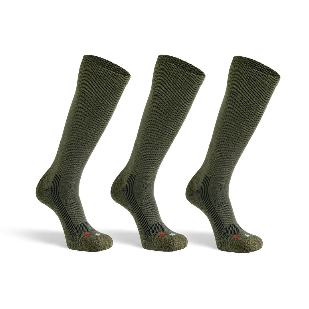 Tactical Boot Americana Lightweight Mid - Calf Military Sock Bundle - 3 Pairs Army Green Small - Fox River