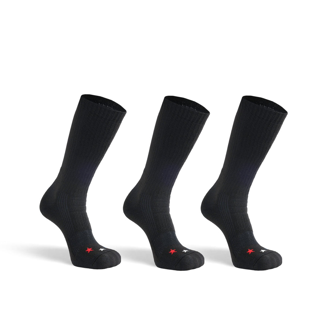 Wick Dry Maximum Americana Medium Weight Crew Military Sock Bundle - 3 Pairs Black Small - Fox River