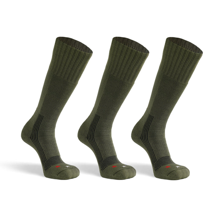 Wick Dry Maximum Americana Medium Weight Mid - Calf Boot Military Sock Bundle - 3 Pairs Army Green Small - Fox River