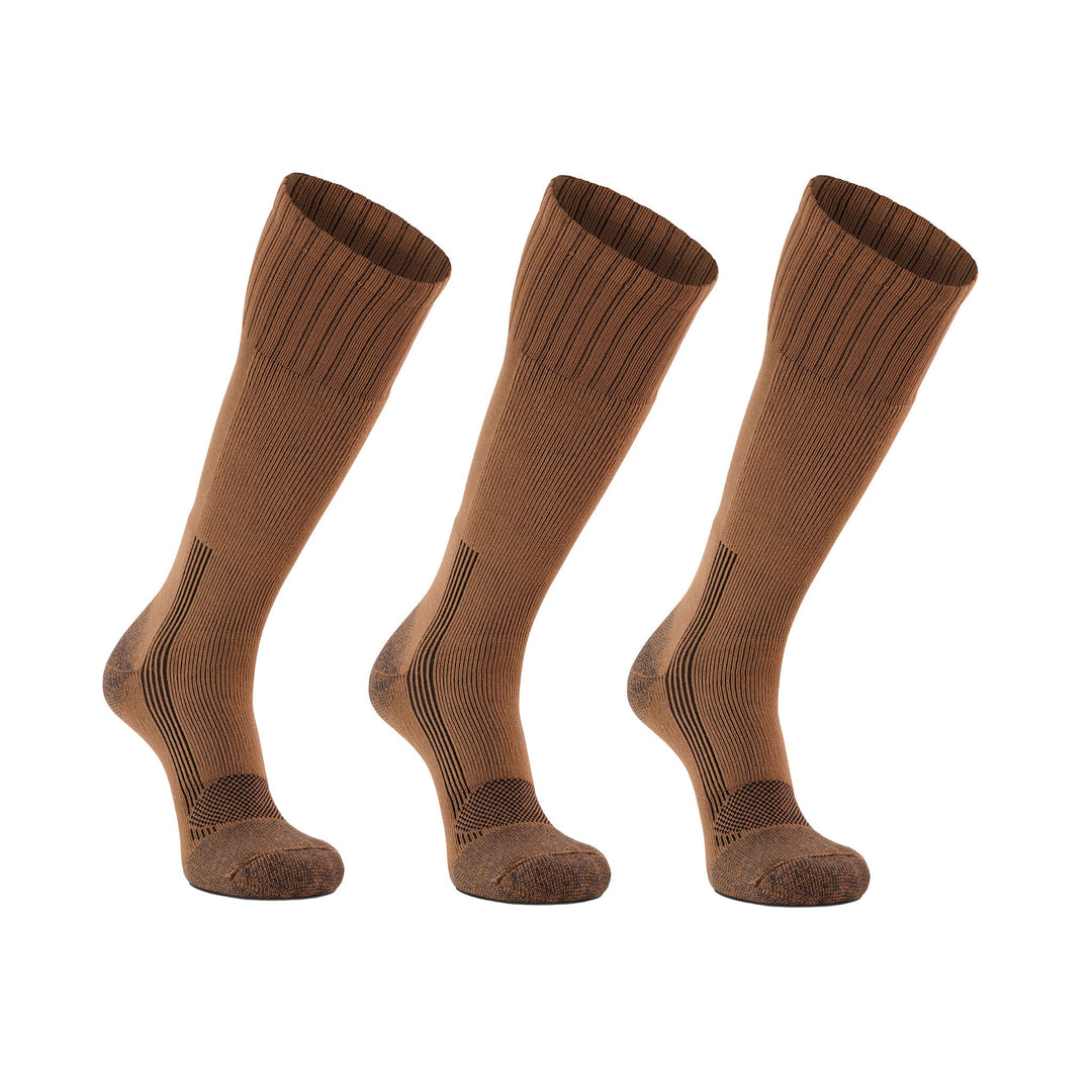 Wick Dry Maximum Medium Weight Mid - Calf Boot Military Sock Bundle - 3 Pack Coyote Brown Medium - Fox River