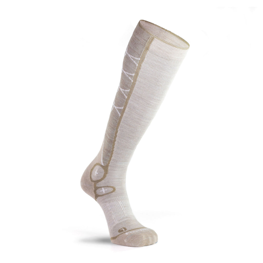 Women's Afton Ultra - Lightweight Over - the - Calf Ski and Snowboard Sock Ivory Small - Fox River