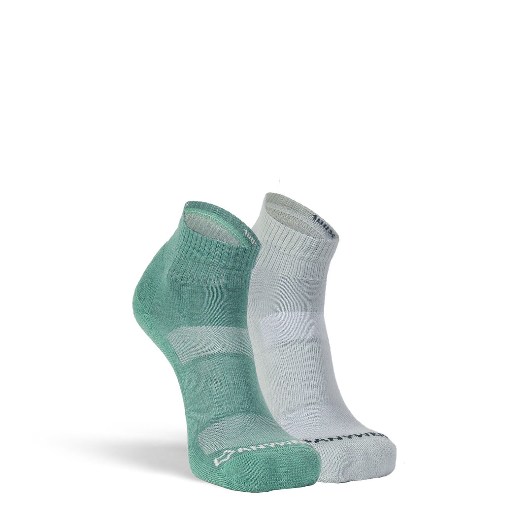 Women's Anywear Essential Lightweight Quarter Crew Sock - 2 Pack Fern/Moss S/M - Fox River