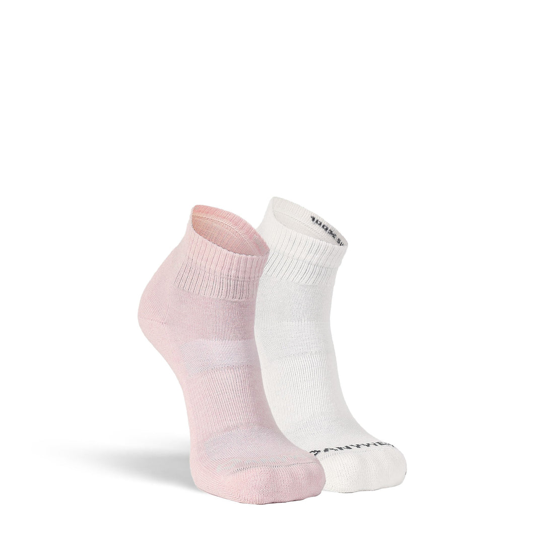 Women's Anywear Essential Lightweight Quarter Crew Sock - 2 Pack Petal/Cloud S/M - Fox River