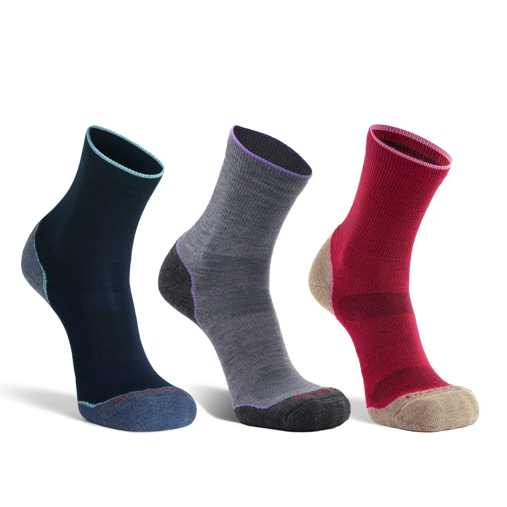 Women's Basecamp 2.0 Lightweight Crew Hiking Sock Bundle - 3 Pack Medium Multi - Fox River