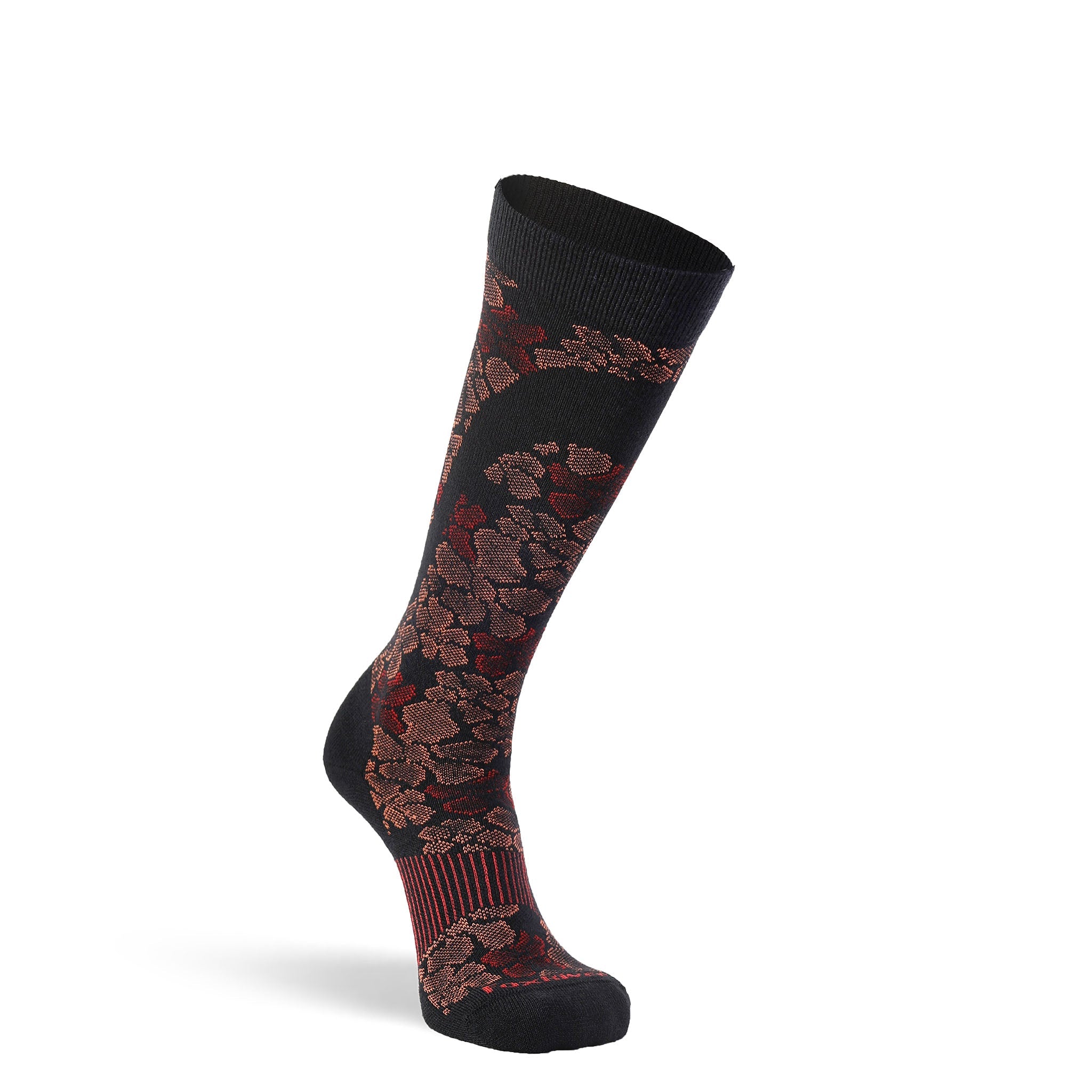 Women's Flower Power Ultra - Lightweight Over - the - Calf Ski and Snowboard Sock Clay Medium - Fox River
