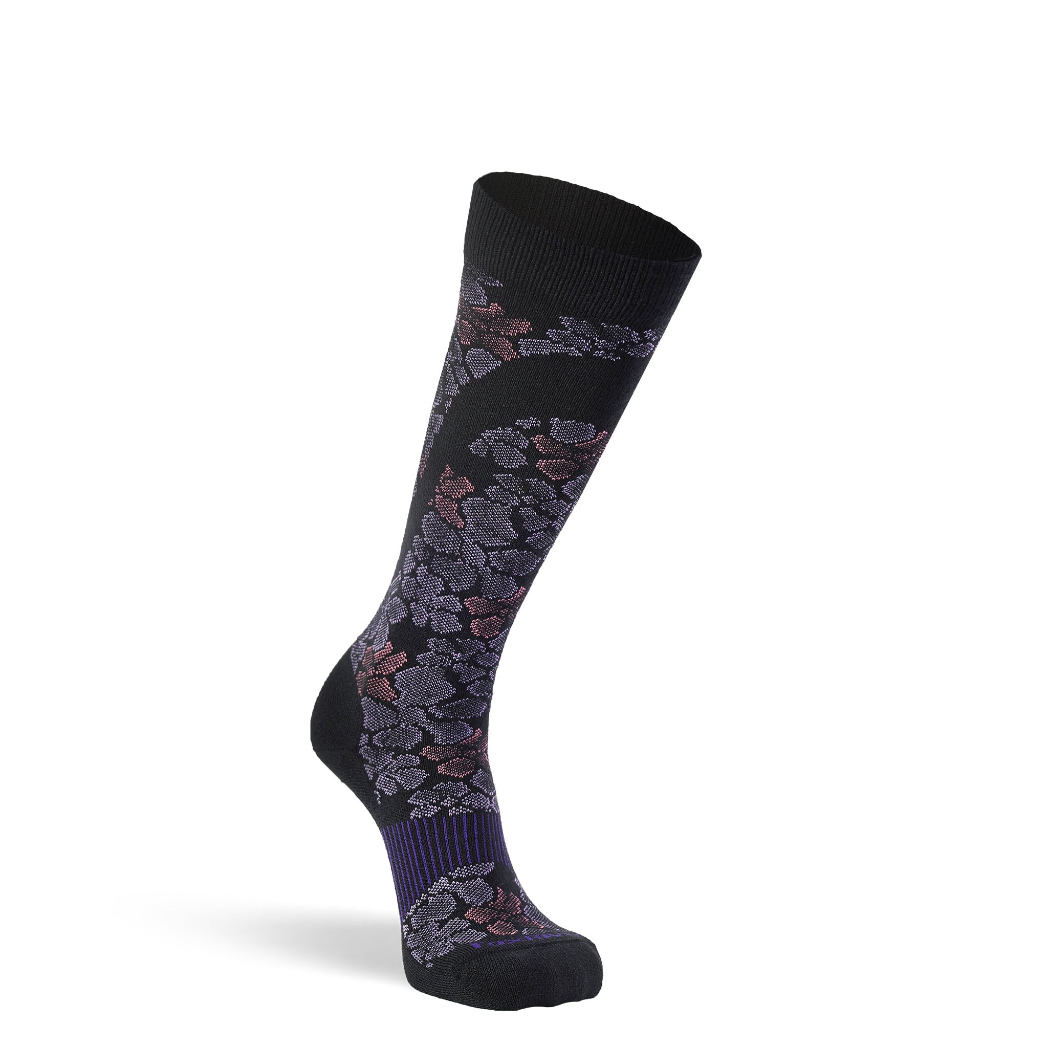 Women's Flower Power Ultra - Lightweight Over - the - Calf Ski and Snowboard Sock Lavender Small - Fox River