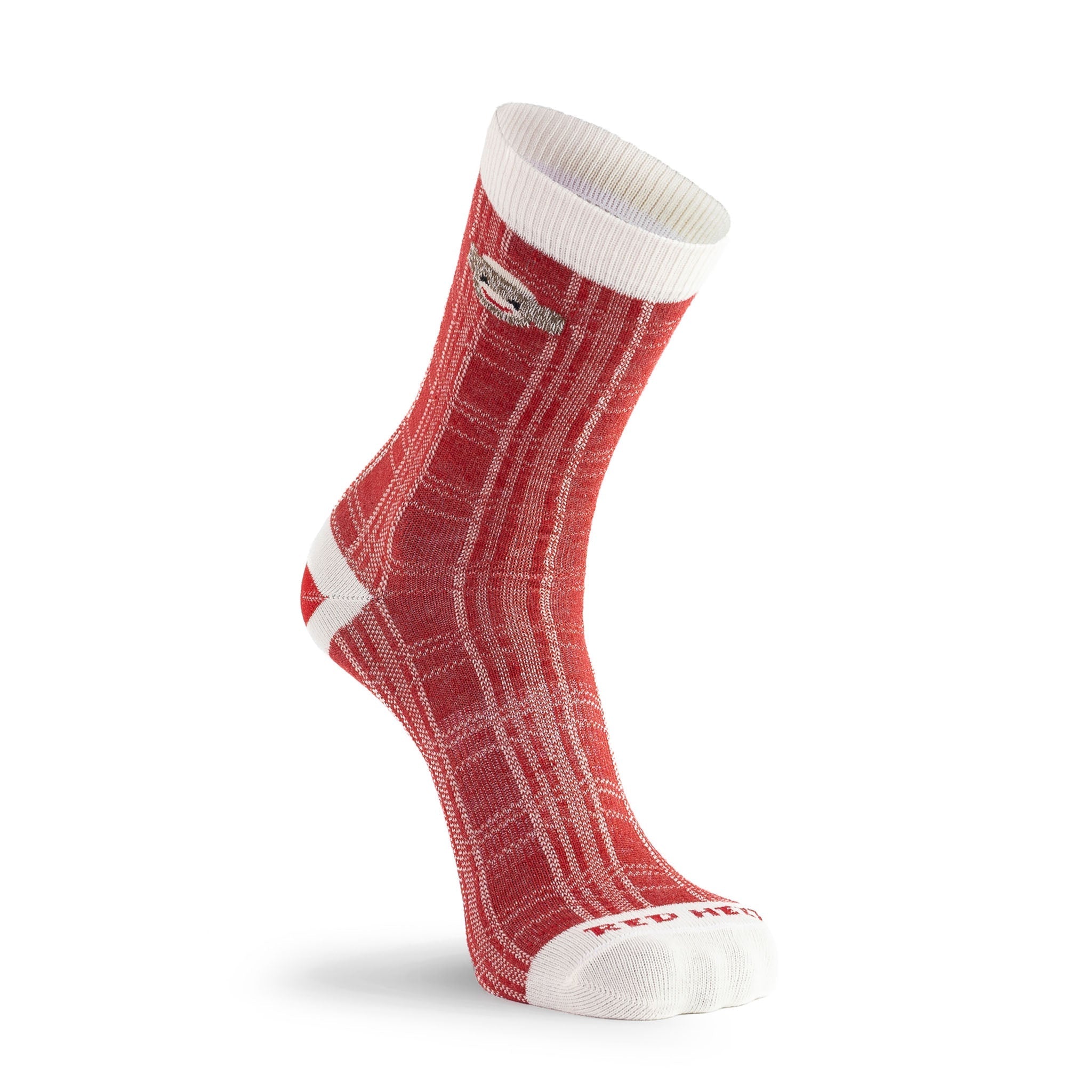 Women's Monkey Plaid Ultra-Lightweight Crew Sock Red Small - Fox River