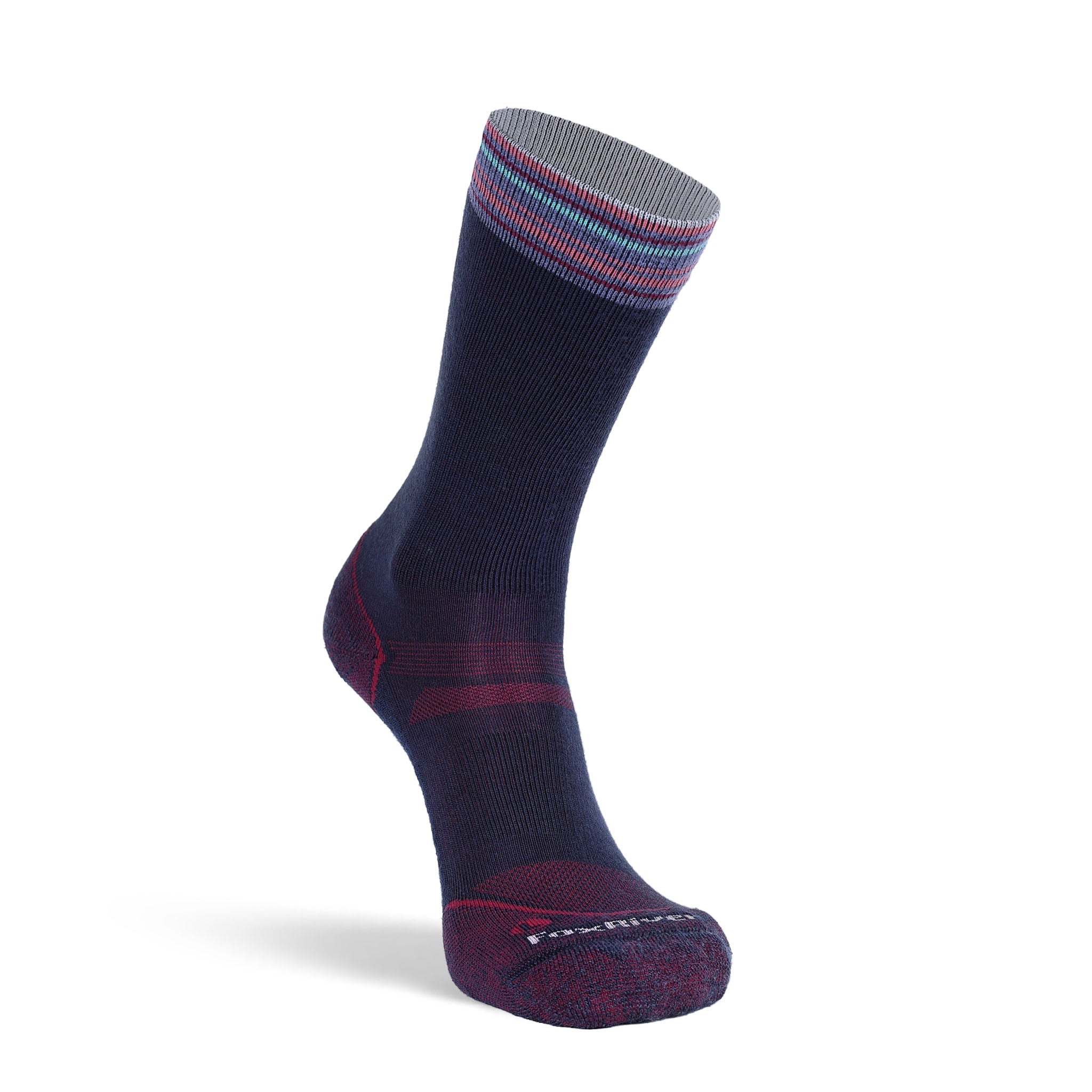 Women's Stripe Medium Weight Crew Hiking Sock Navy Medium - Fox River