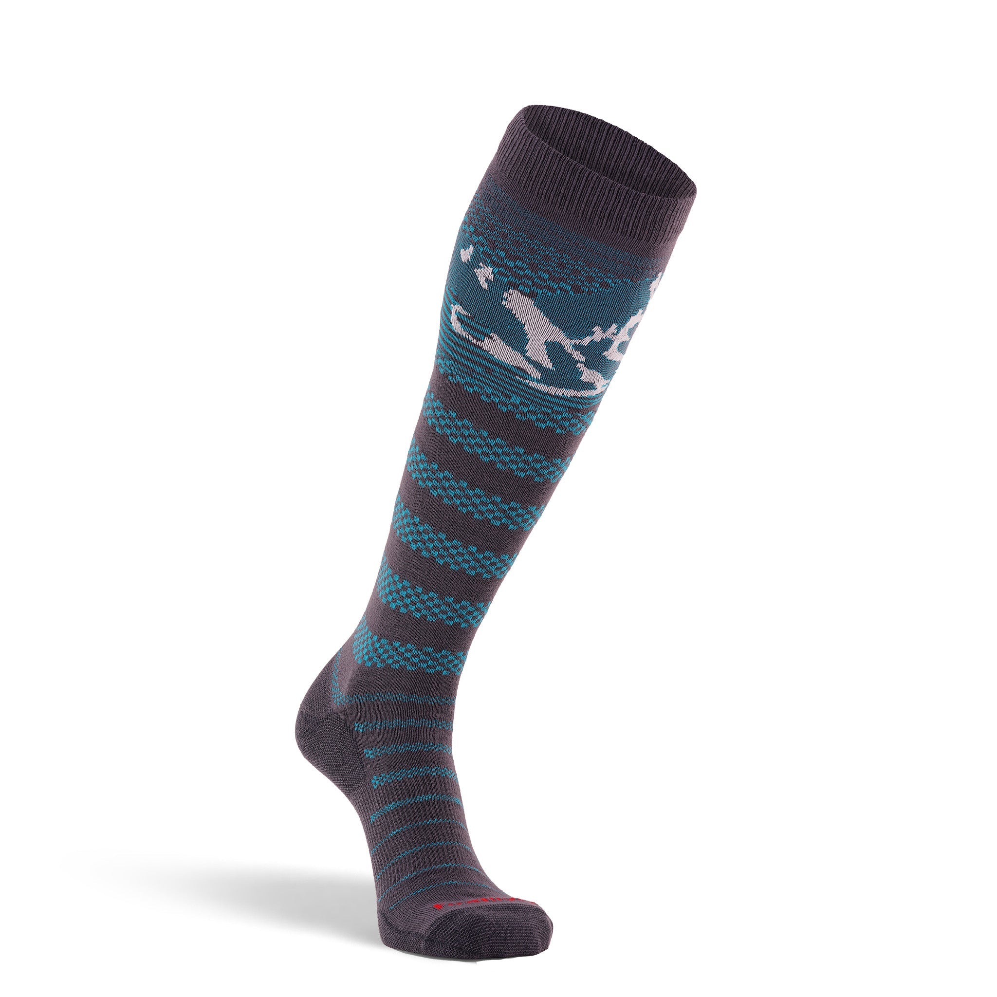 Chatter Ultra-Lightweight Over-the-Calf Ski and Snowboard Sock Grey/Blue Medium - Fox River