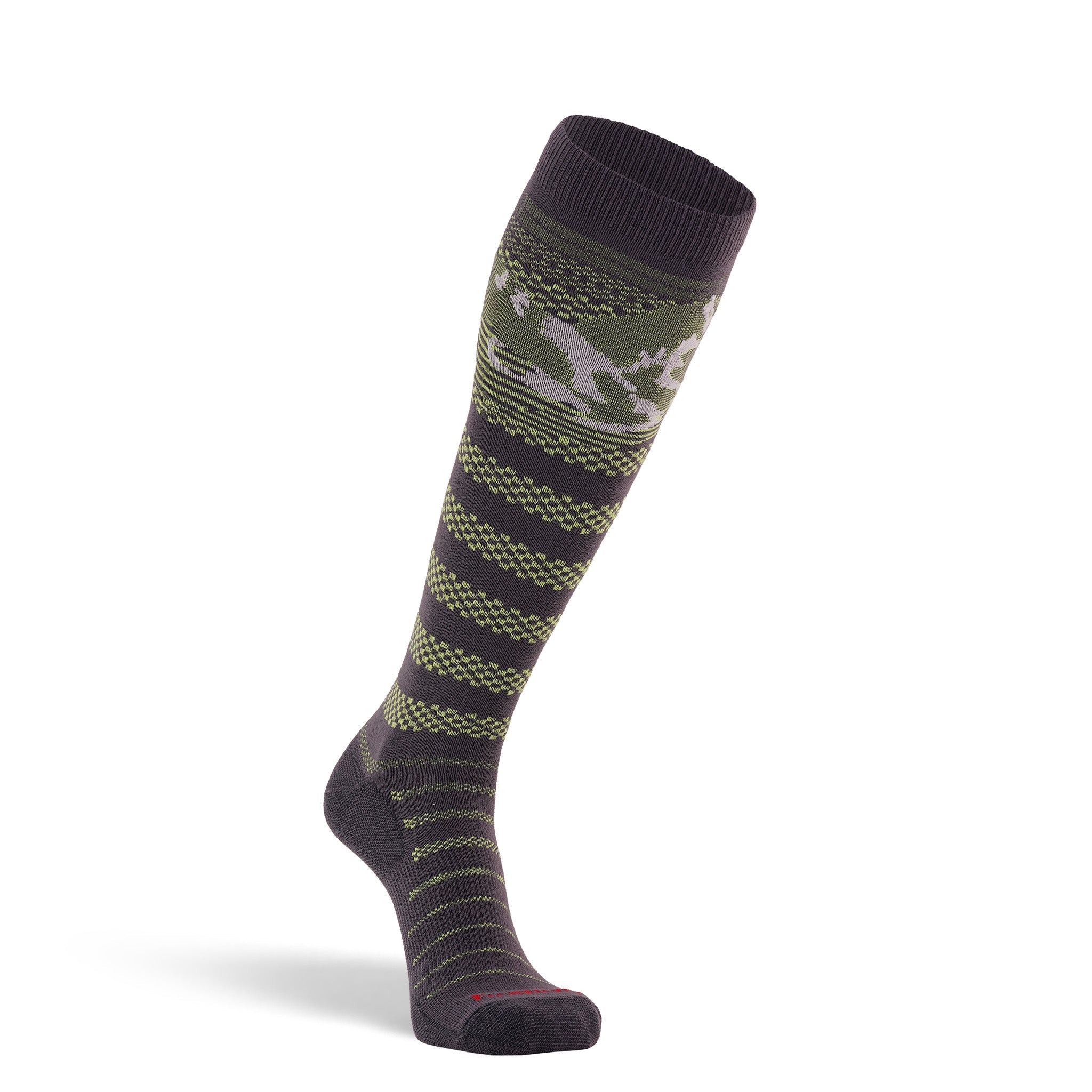 Chatter Ultra-Lightweight Over-the-Calf Ski and Snowboard Sock Grey/Green Medium - Fox River