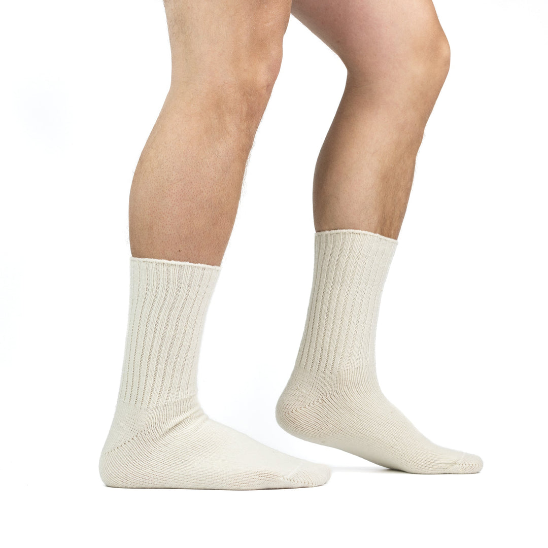 Wool Blend Ribbed Crew Socks In Oatmeal - Foto 6