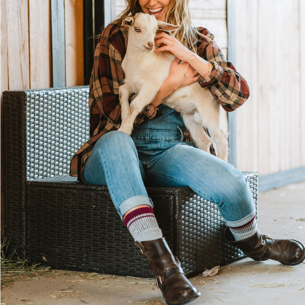 Her Field Medium Weight Mid-Calf Boot & Field Sock Char Mix/Berry Medium - Fox River