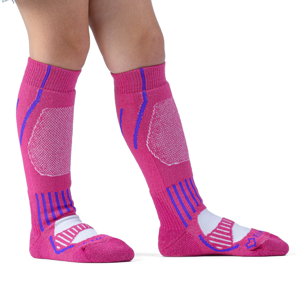 Kid's Boreal Medium Weight Over-the-Calf Ski and Snowboard Sock Fuchsia Kids' Small - Fox River