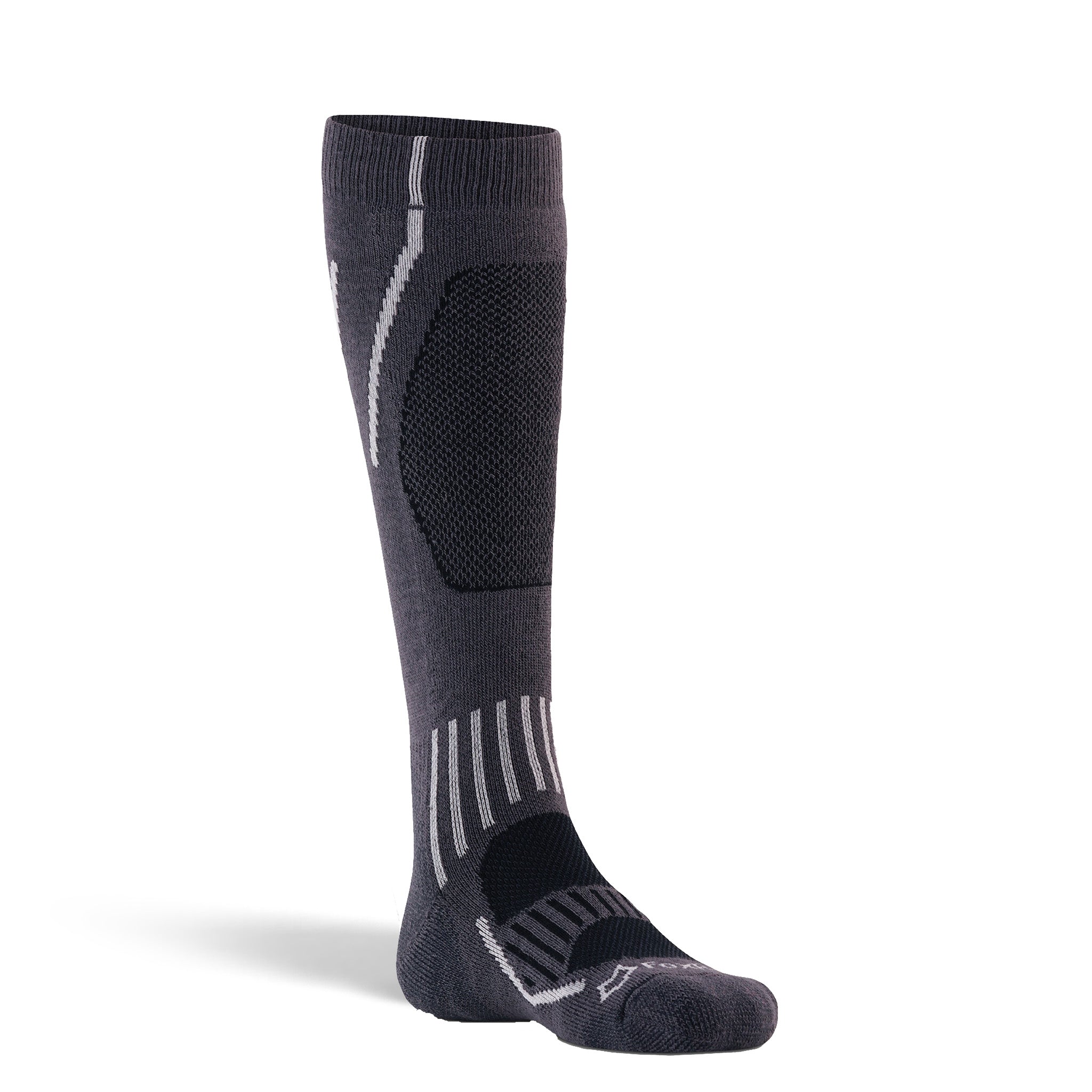 Kid's Boreal Medium Weight Over-the-Calf Ski and Snowboard Sock Grey Kids' X-Small - Fox River