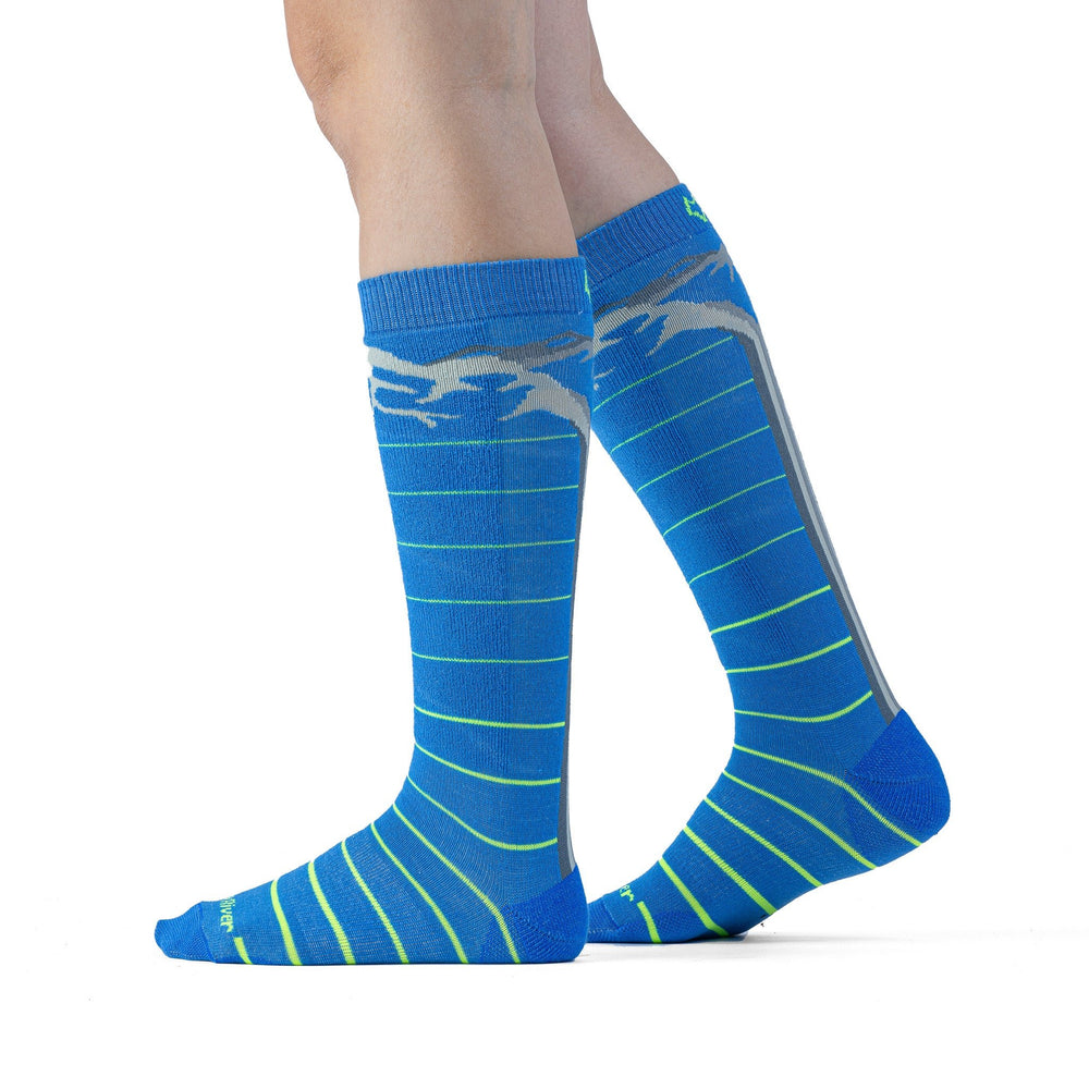 Kid's POW Lightweight Over-the-Calf Ski and Snowboard Sock Blue Small - Fox River